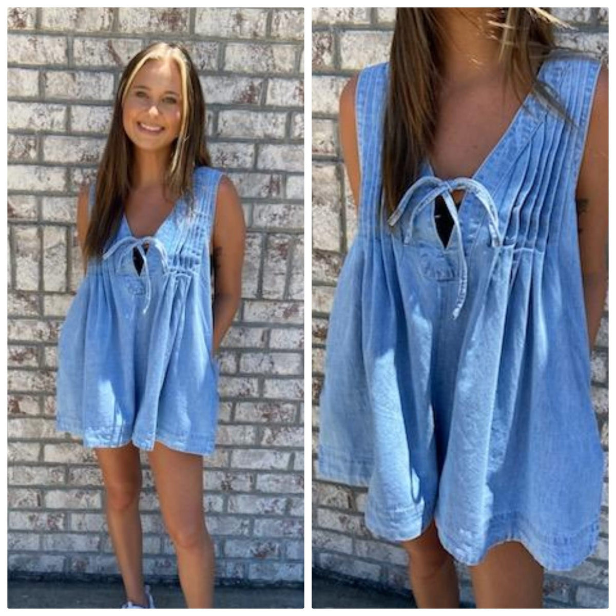 front pleated romper