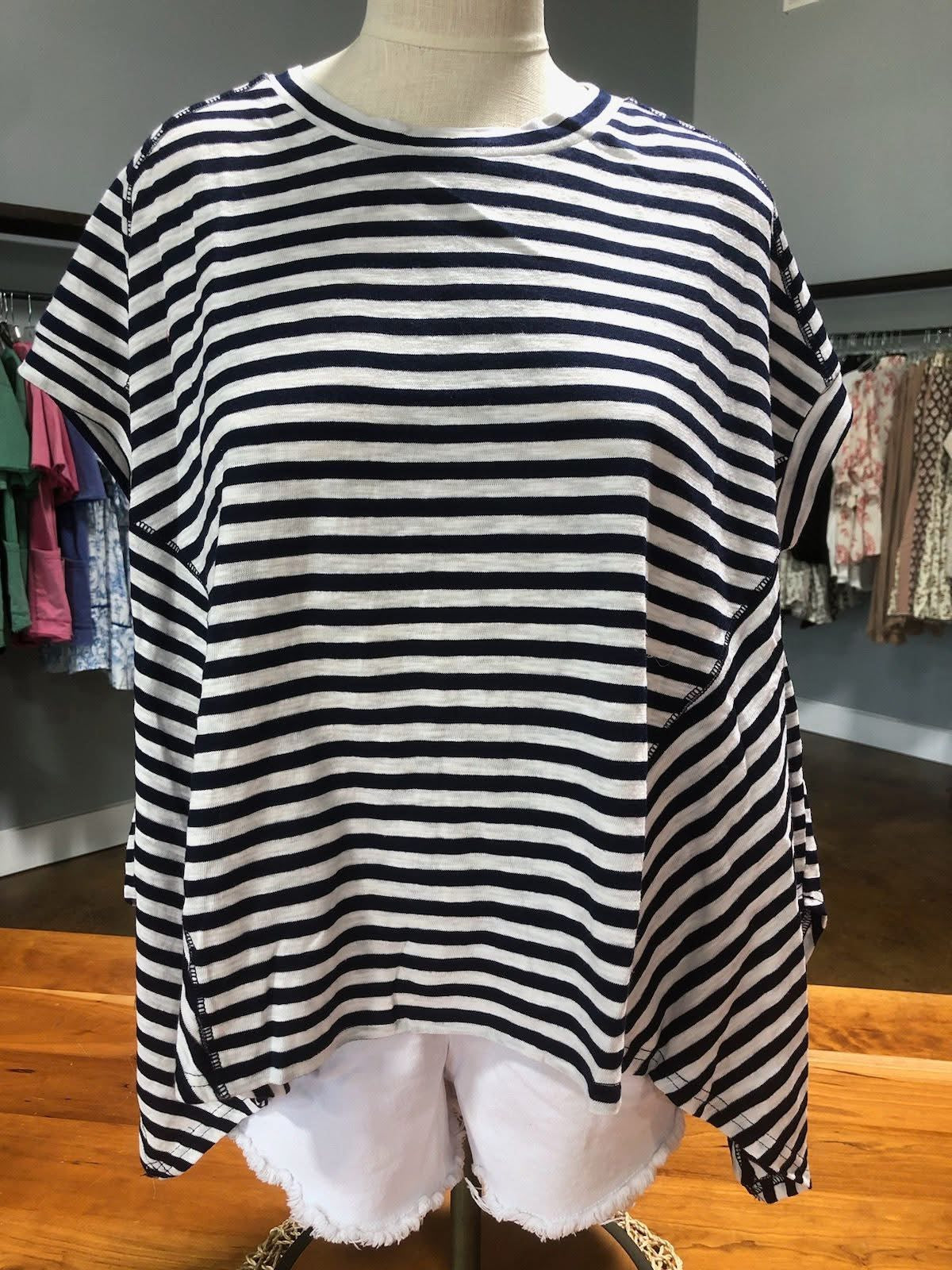 Navy Striped Top