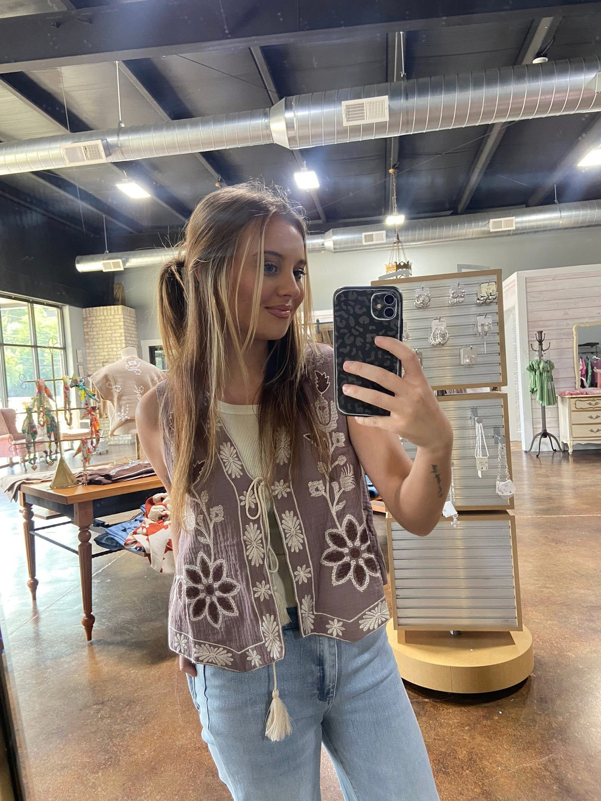 Floral Embroidered Vest
