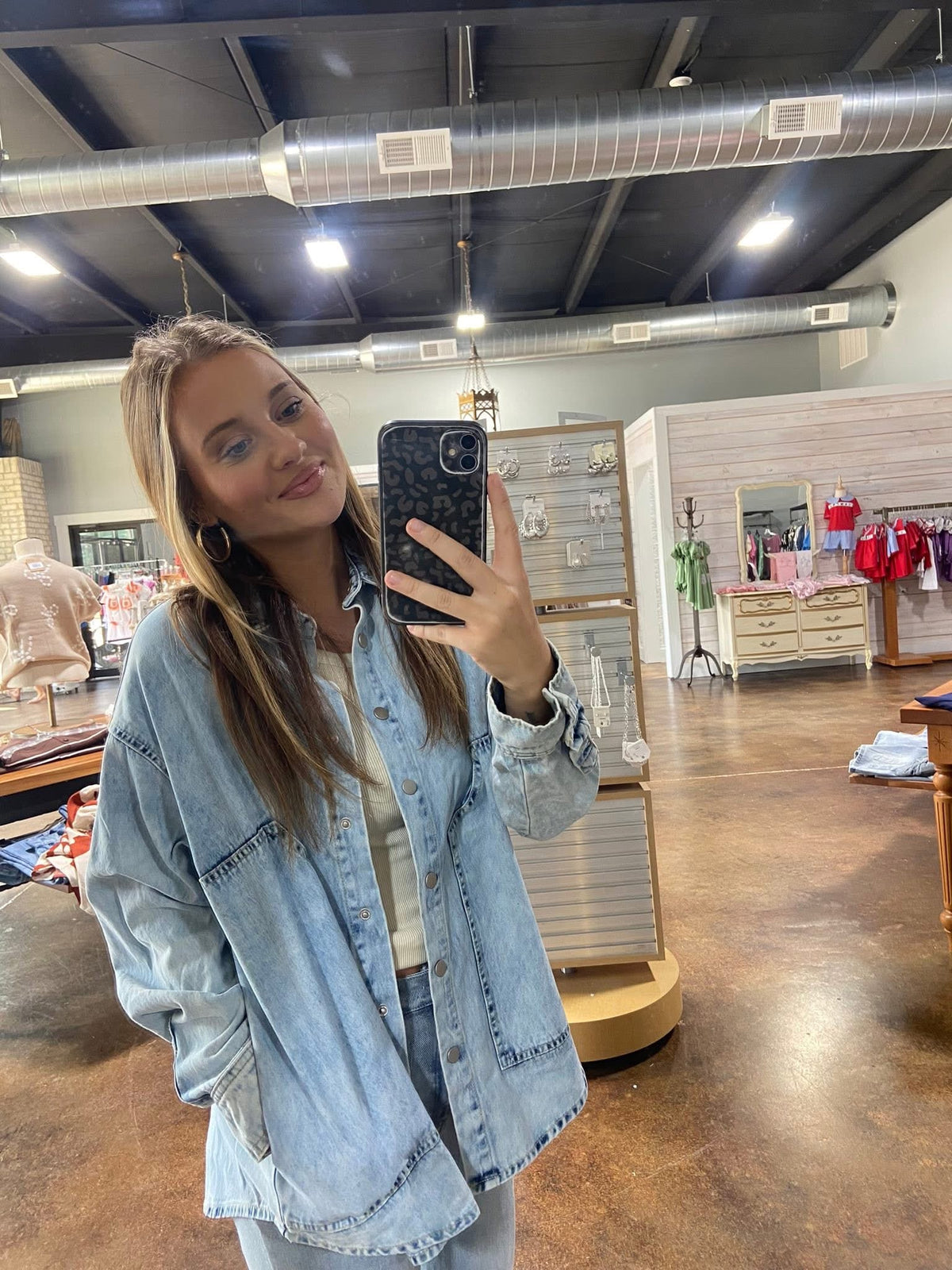 Washed Denim Button Down Shirt