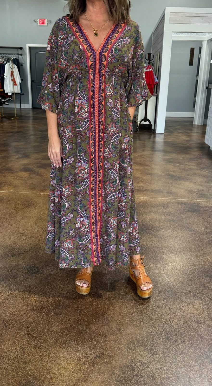 Wing Sleeve Printed Dress