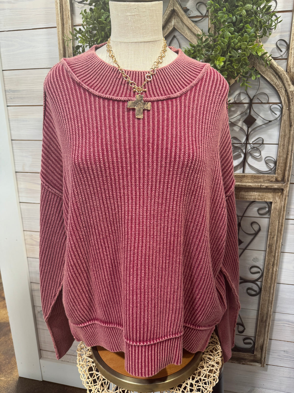Washed Side Slit Sweater