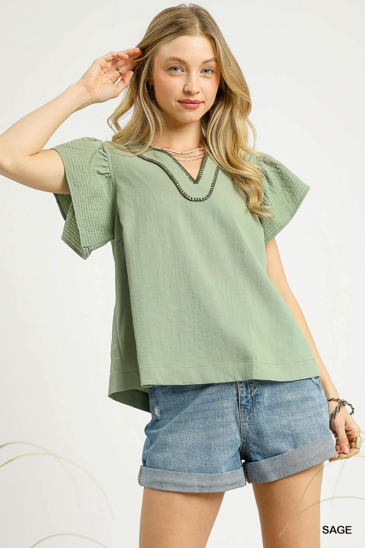 Breezy Charm Flutter Sleeve Top