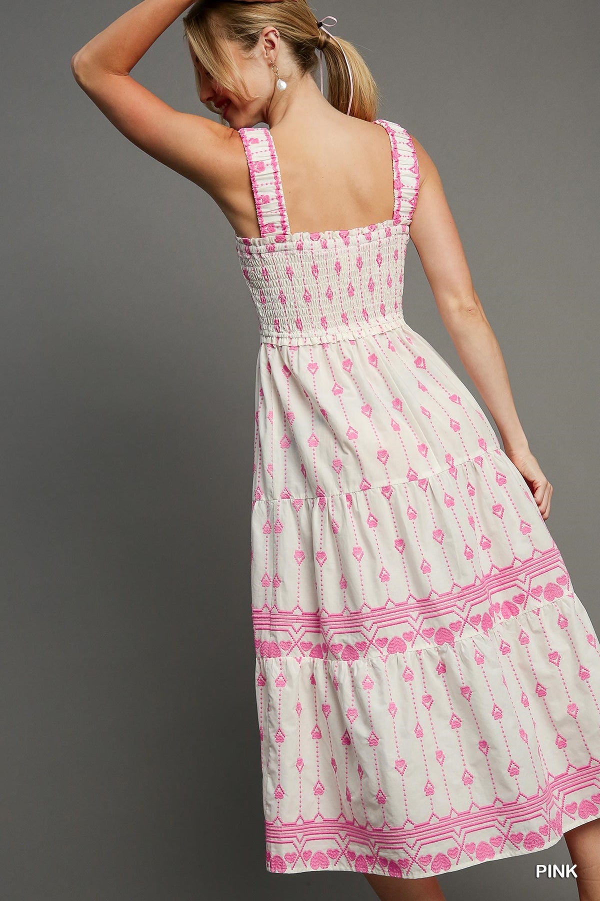 Heart Embroidery Midi Dress