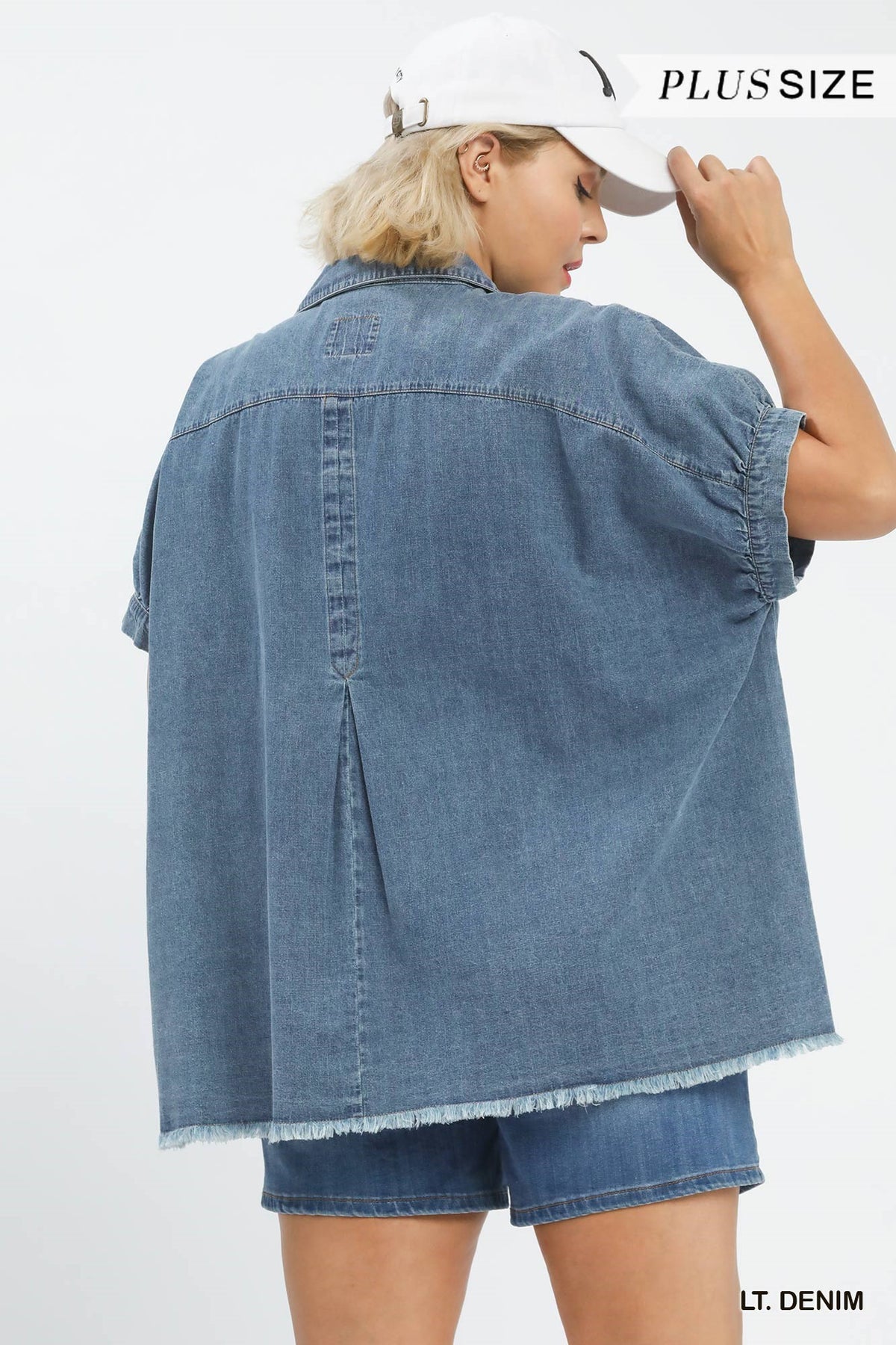 Plus Washed Denim Oversized Top