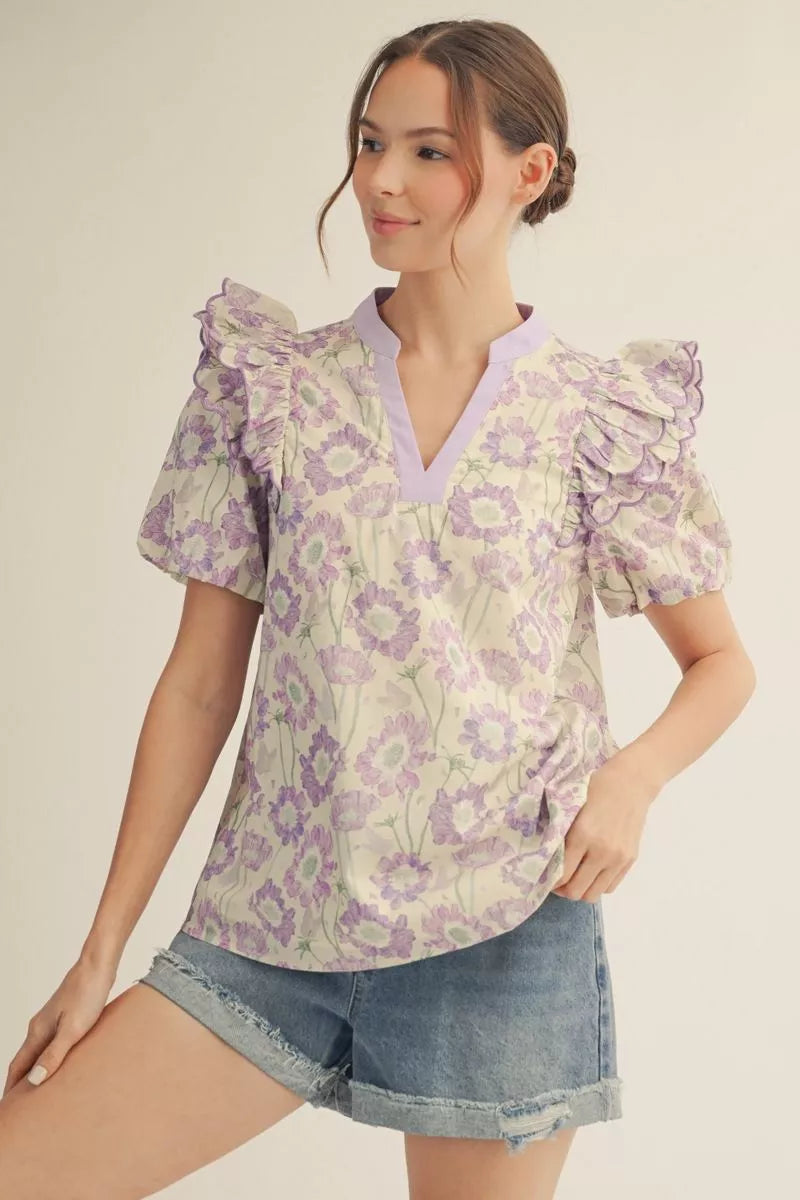 Puff Sleeve Floral Top