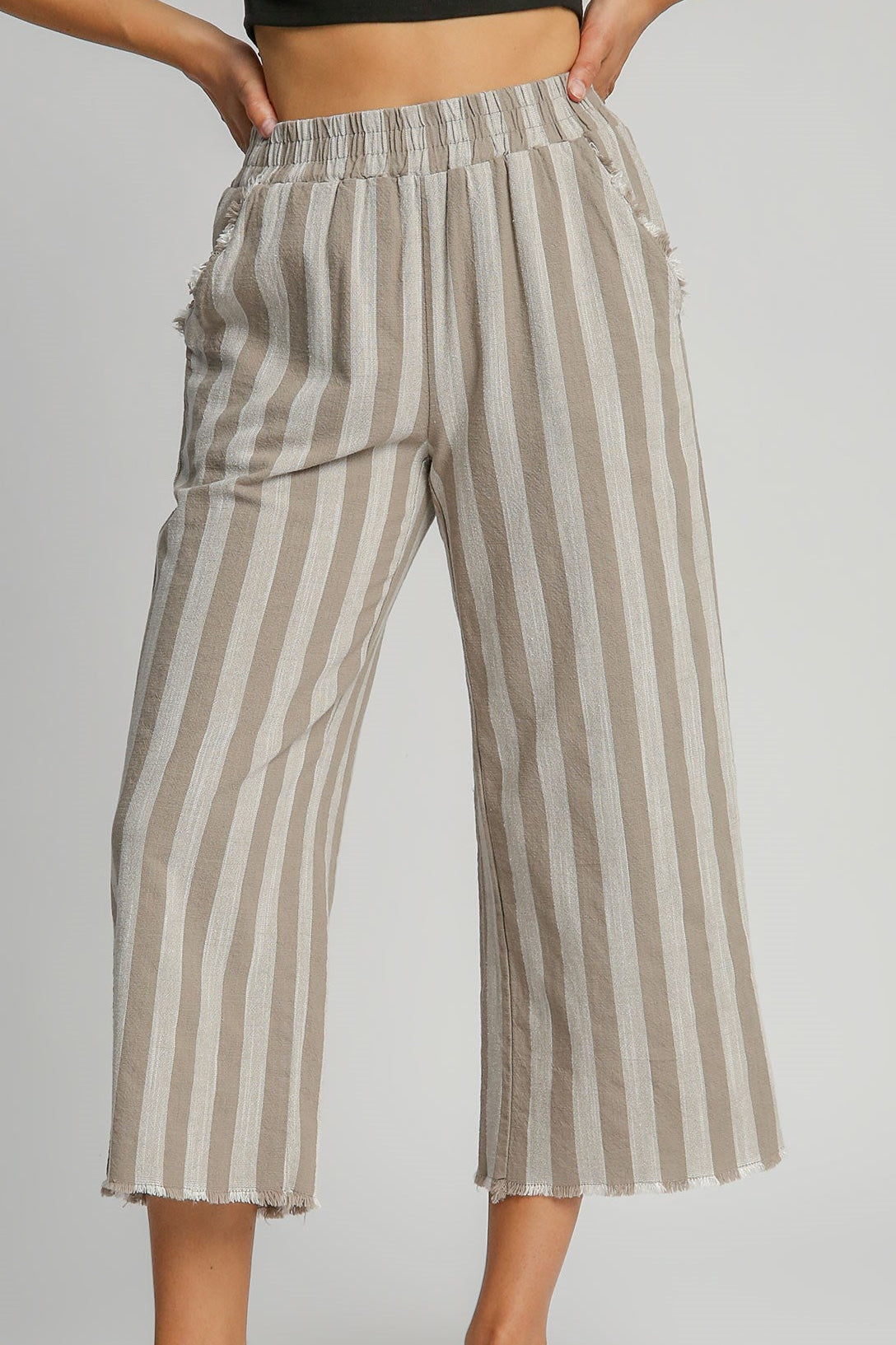 Linen Striped Waistband Pants