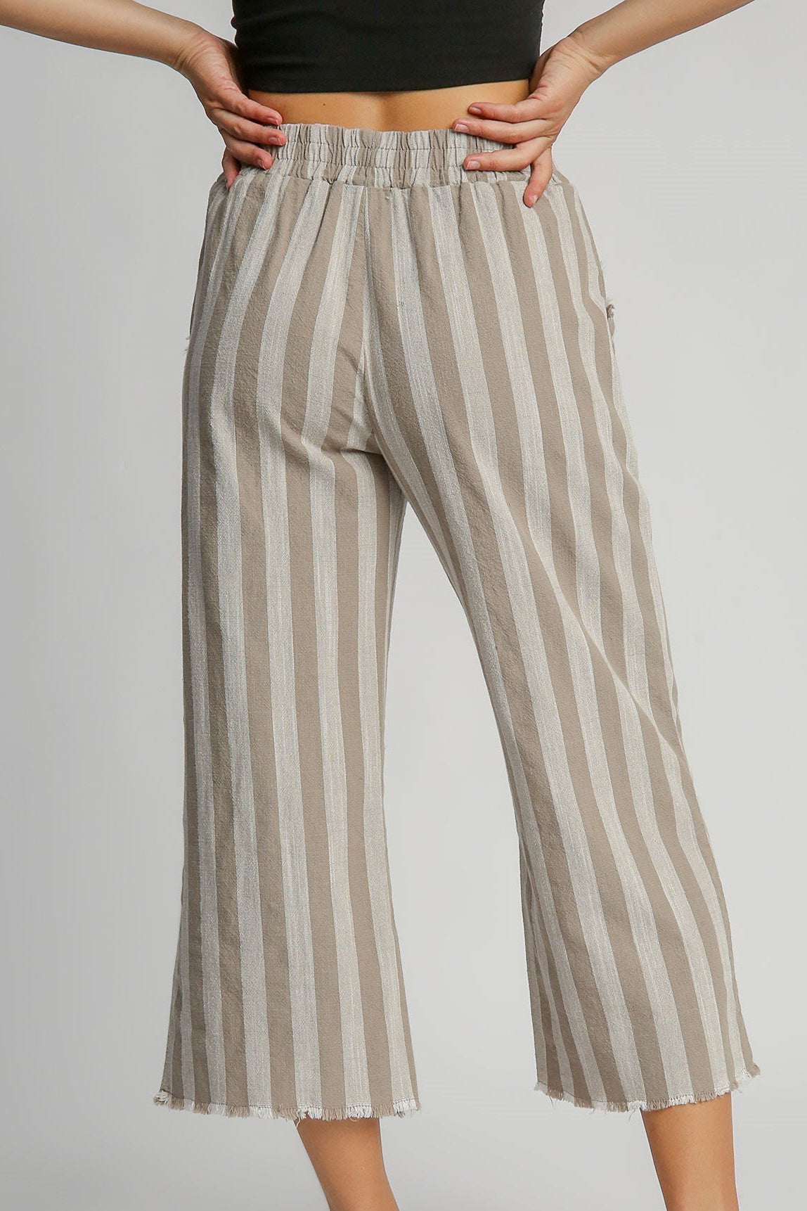 Linen Striped Waistband Pants