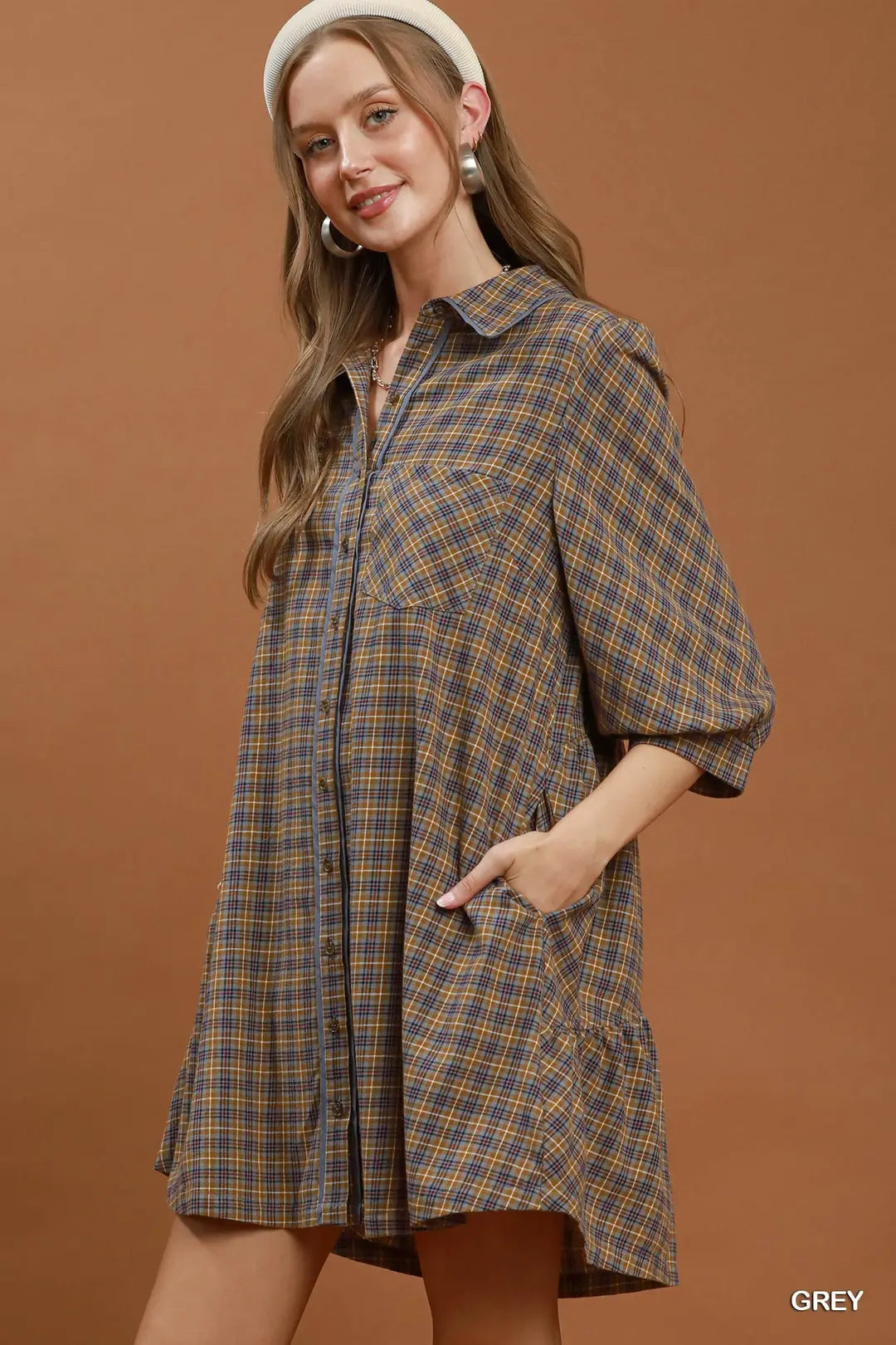 Plus Button Down Shirt Dress