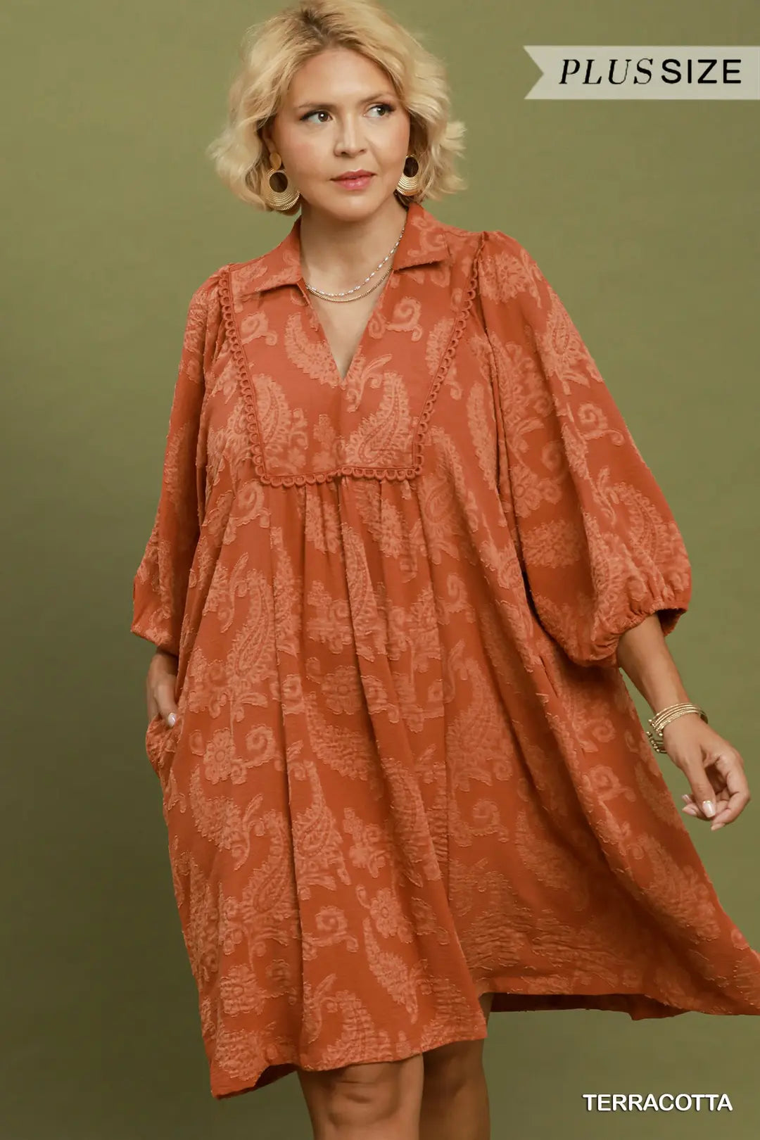 Plus Paisley Print Shift Dress