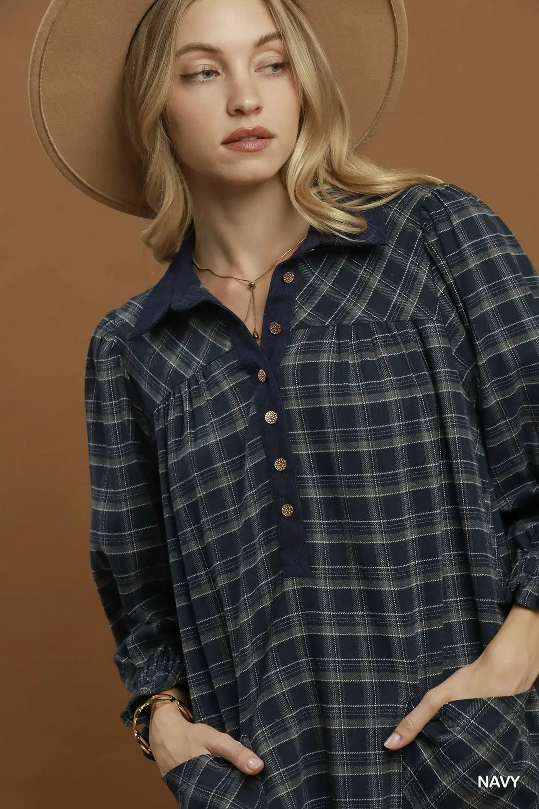 Plaid Patch Pocket Shirt Dress