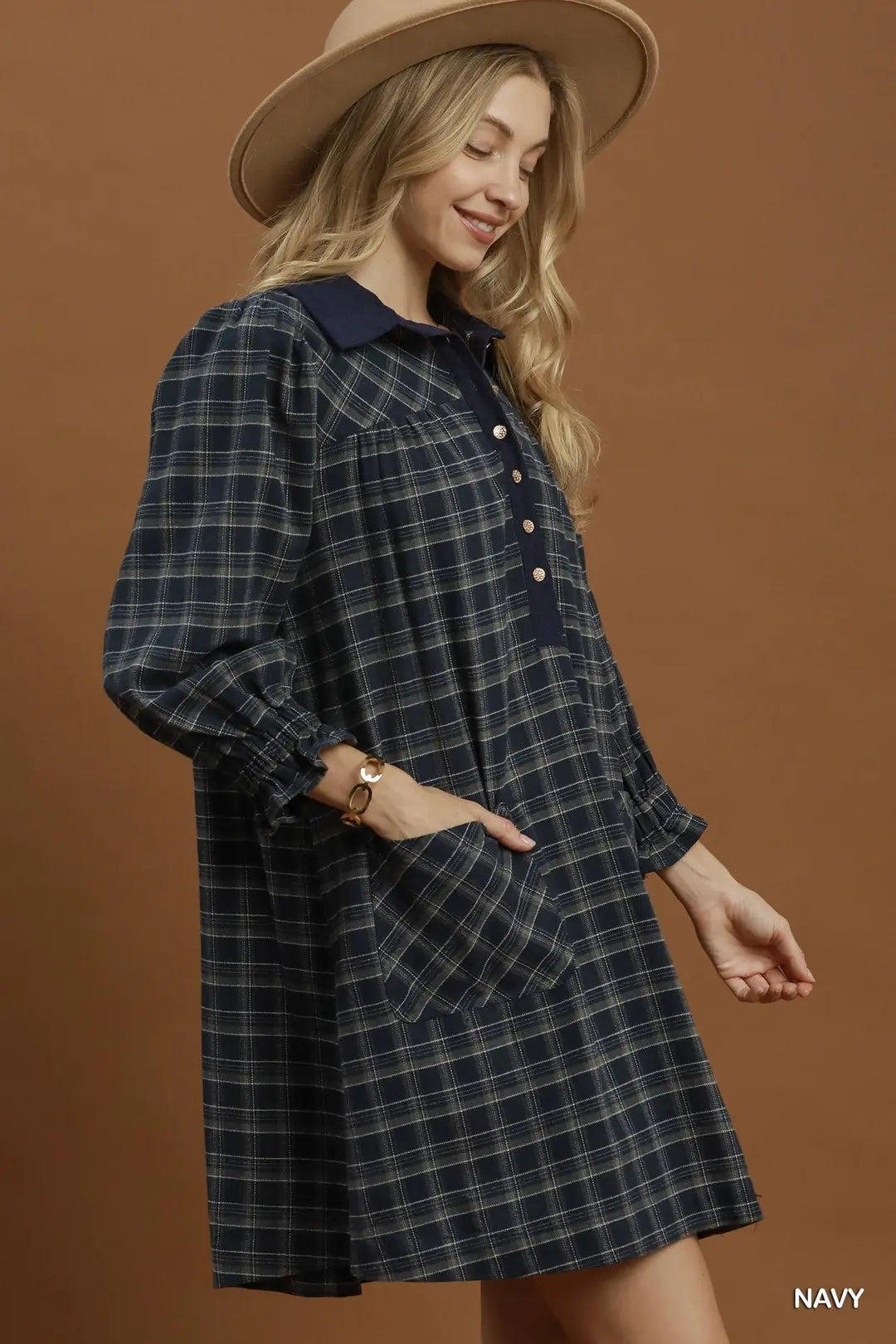 Plaid Patch Pocket Shirt Dress