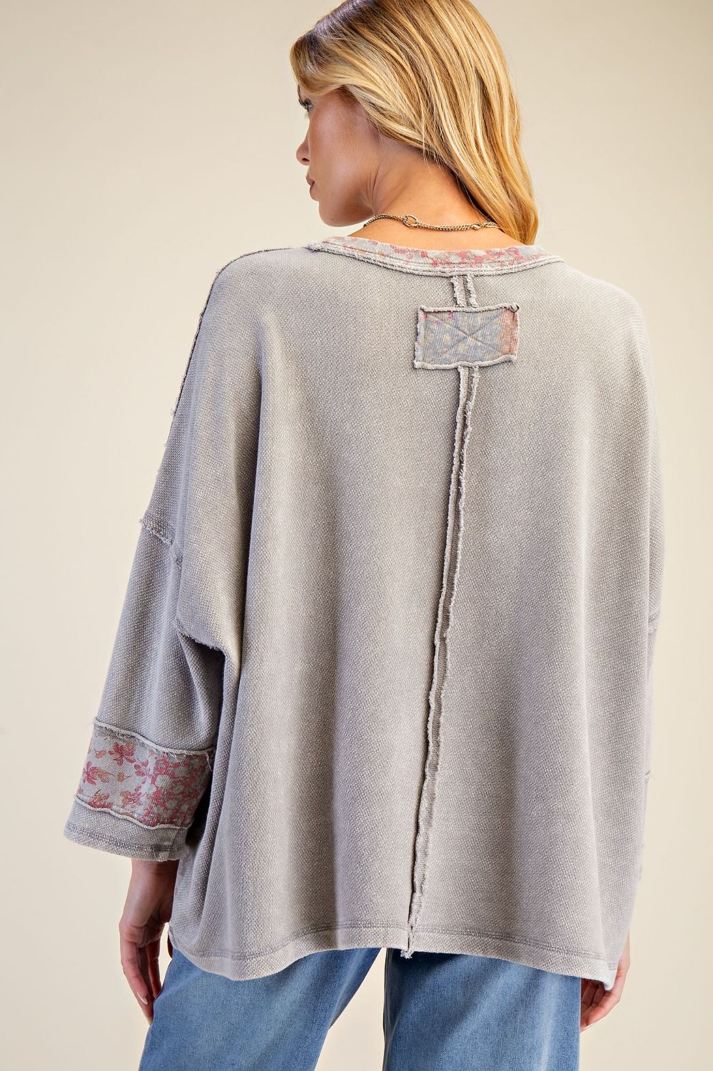 PATCHWORK PRINT MIX WASHED PULLOVER