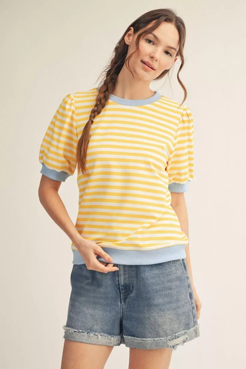 Puff Sleeve Stripe Top