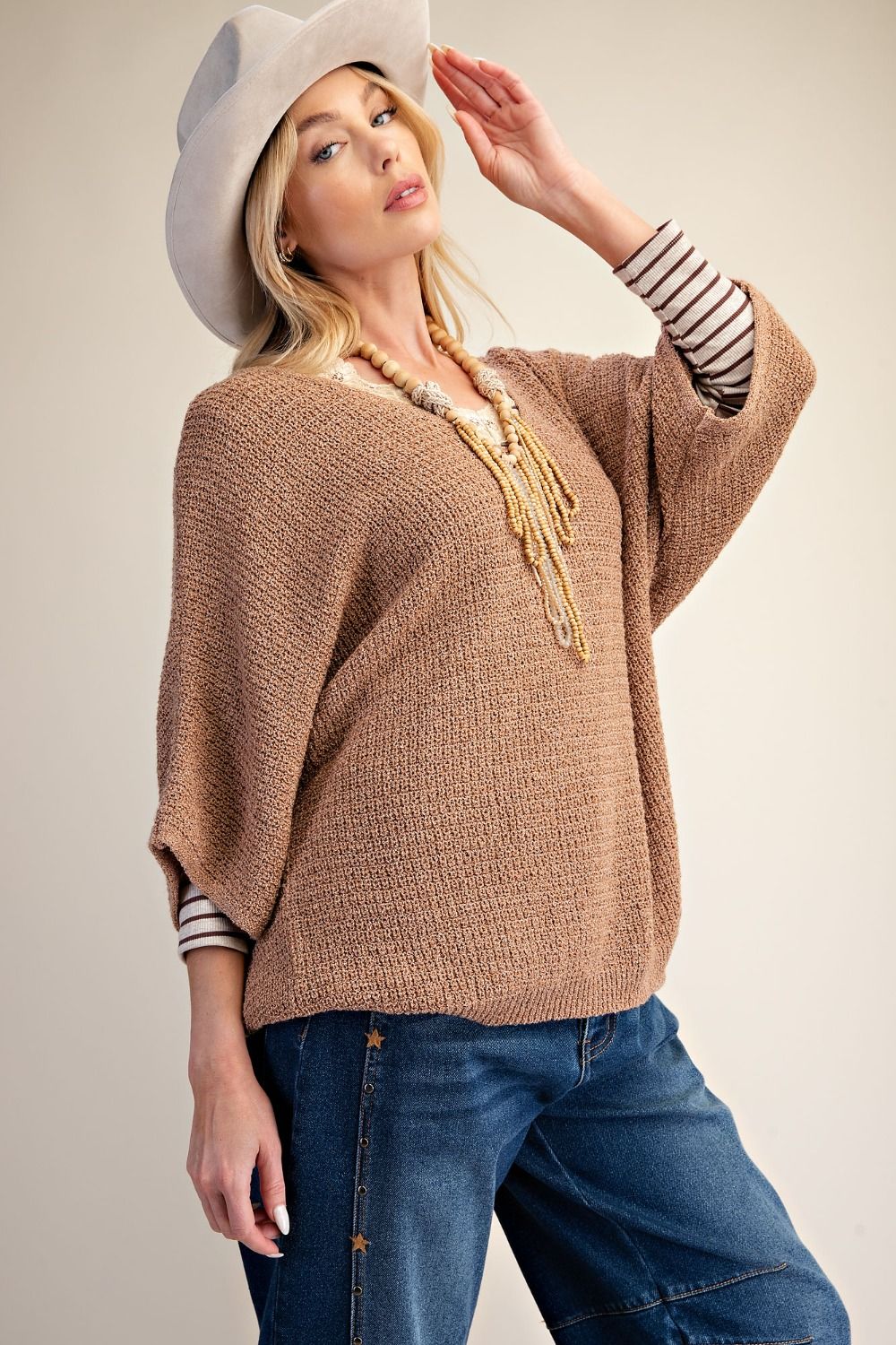 3/4 Sleeve Knit Sweater