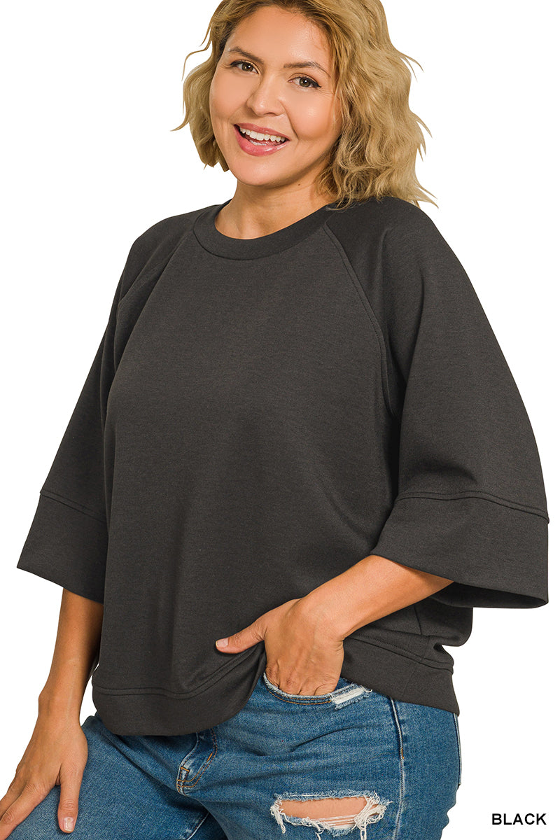Plus scuba 3/4 sleeve pullover