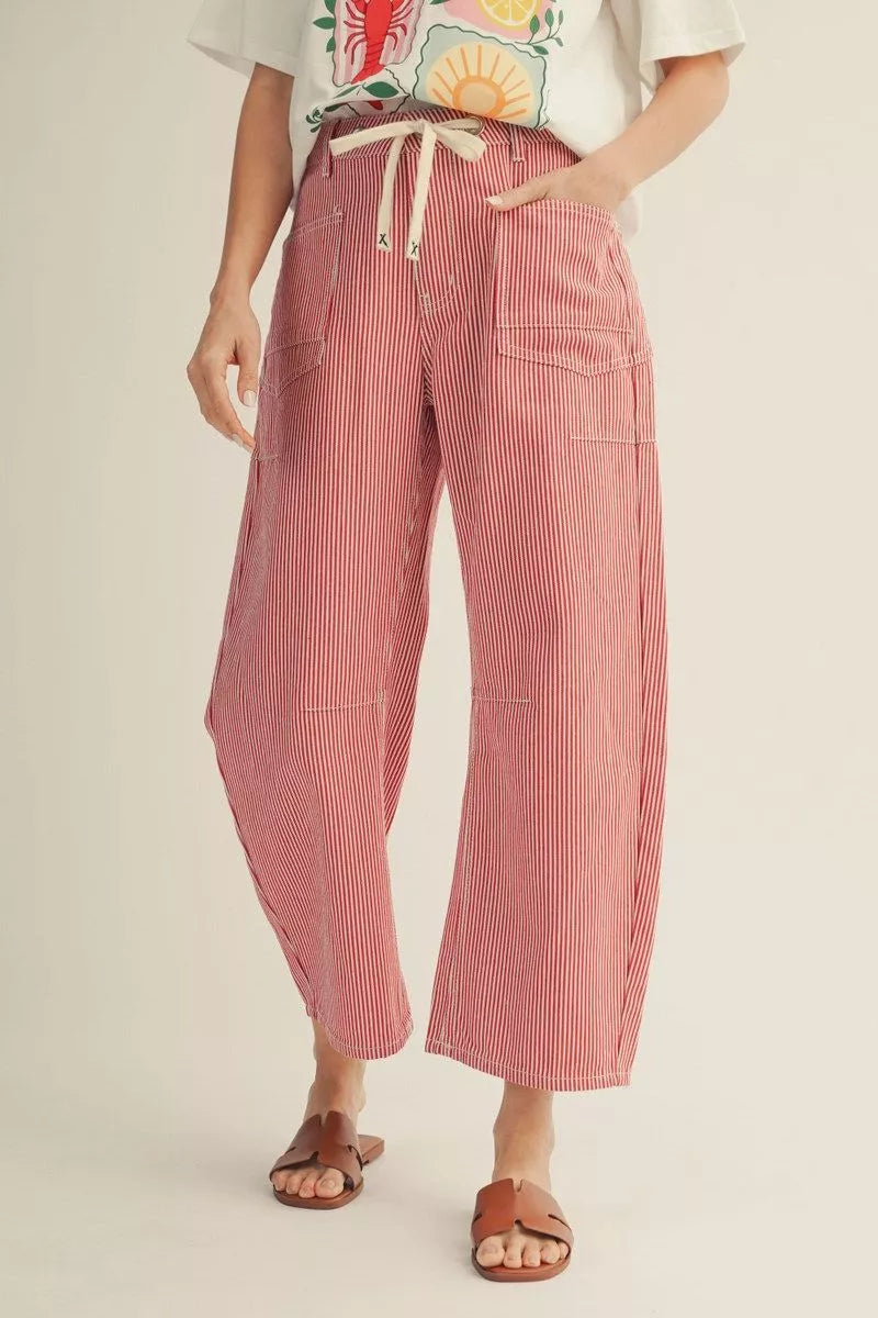 Plus Stripe Barrel Jeans