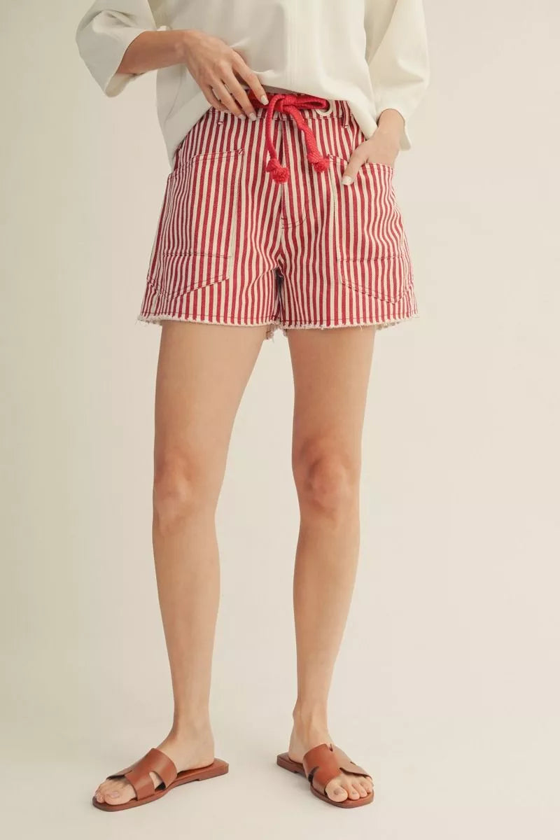 Stripe Denim Shorts