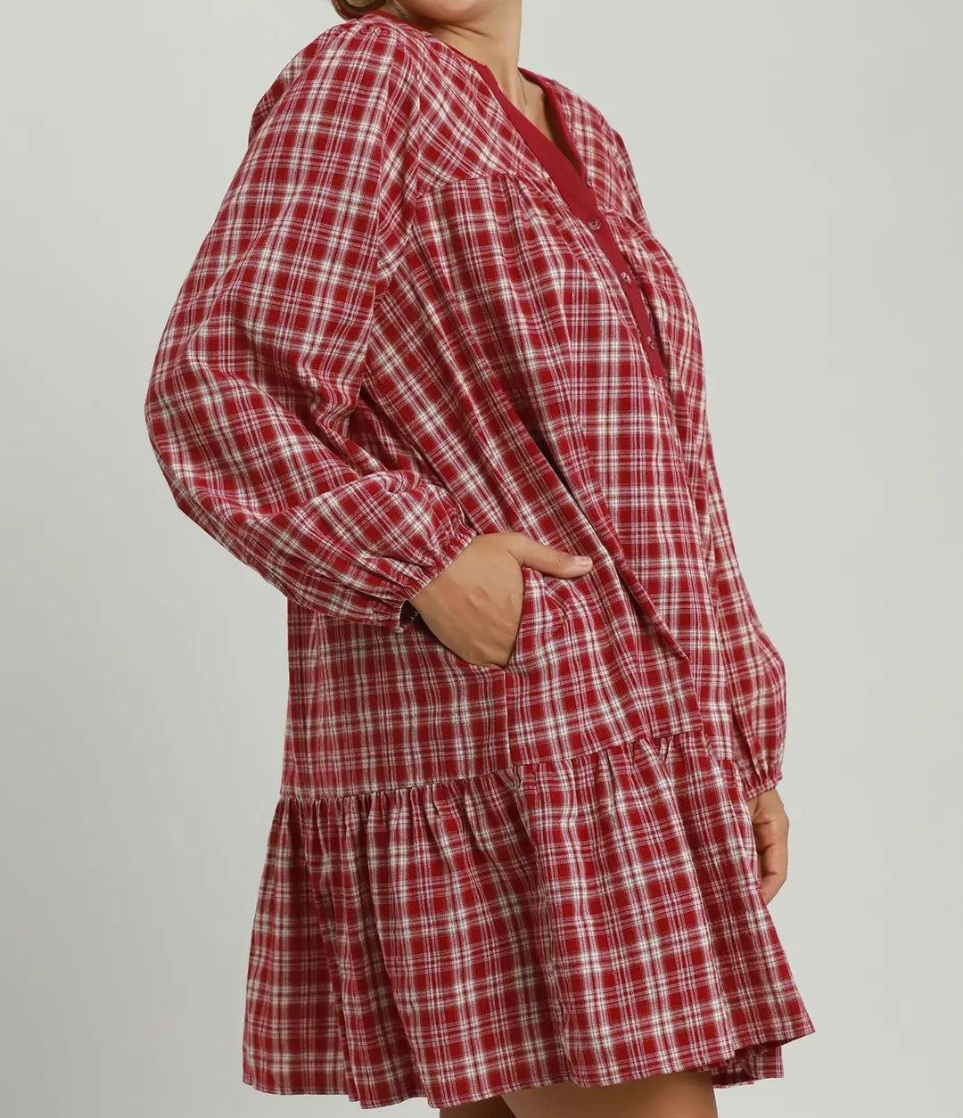 Plaid Tiered Babydoll Dress plus