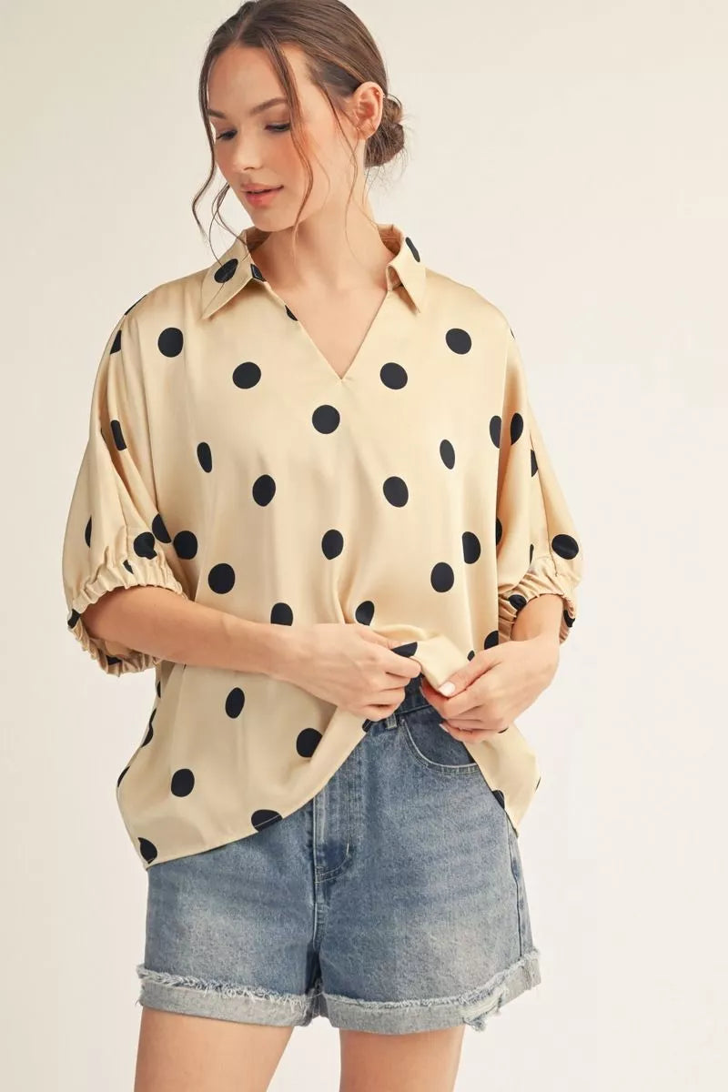 Polka Dot Satin Top