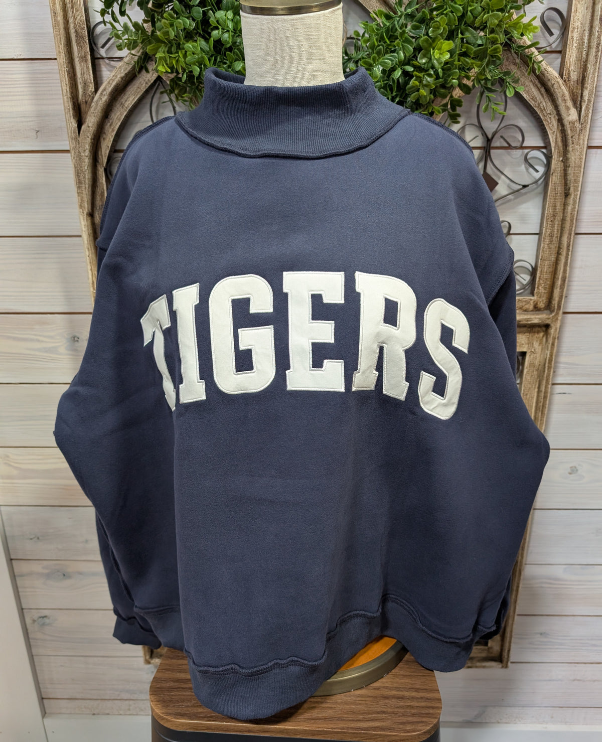 TIGERS Embroidered Mock Neck Sweathirt