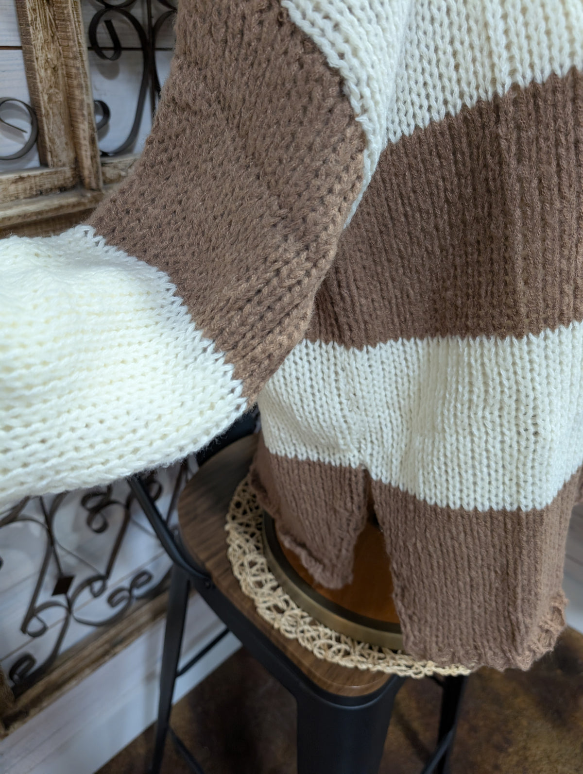 Relaxed Fit Two Tone Sweater