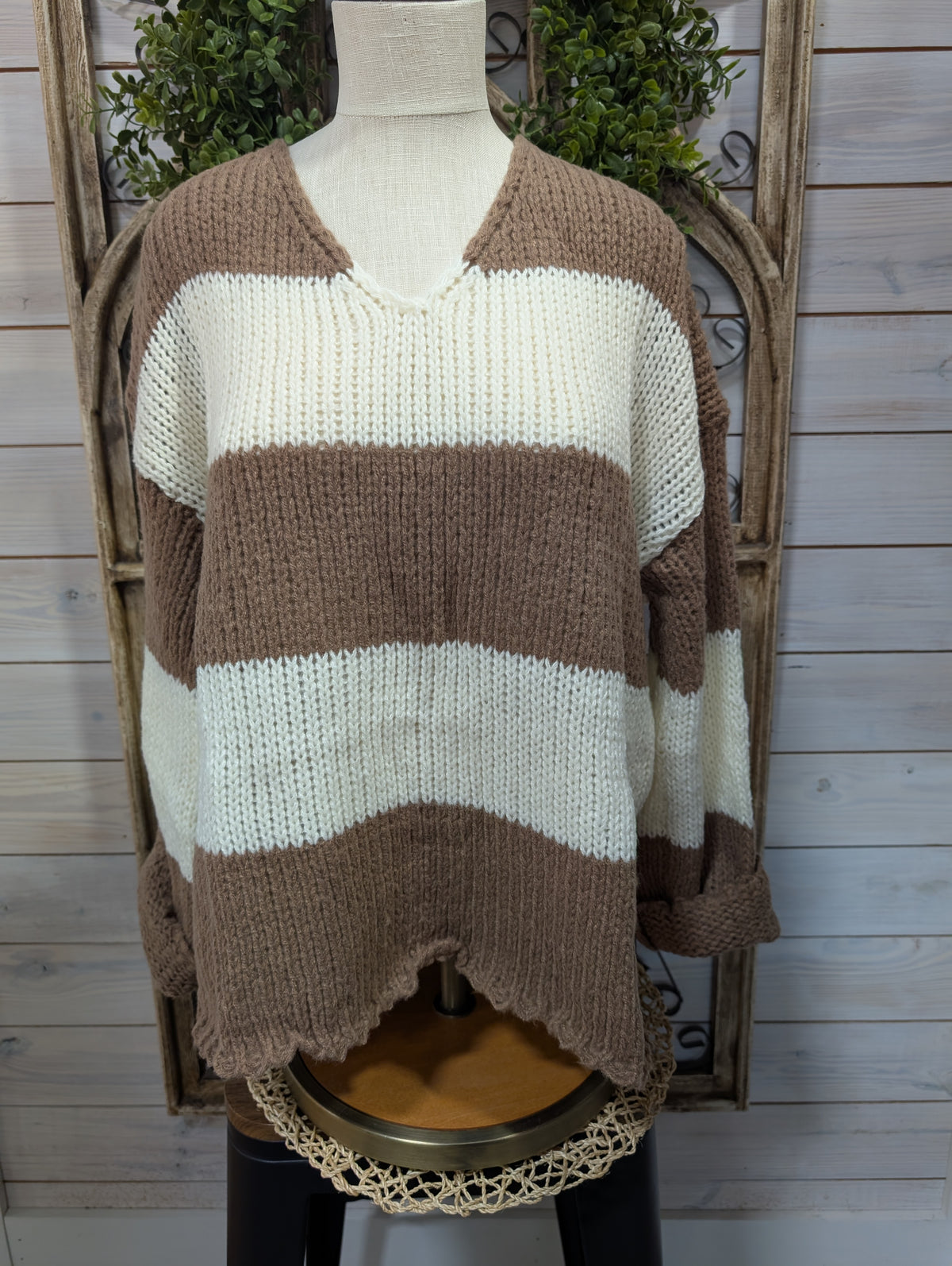 Relaxed Fit Two Tone Sweater