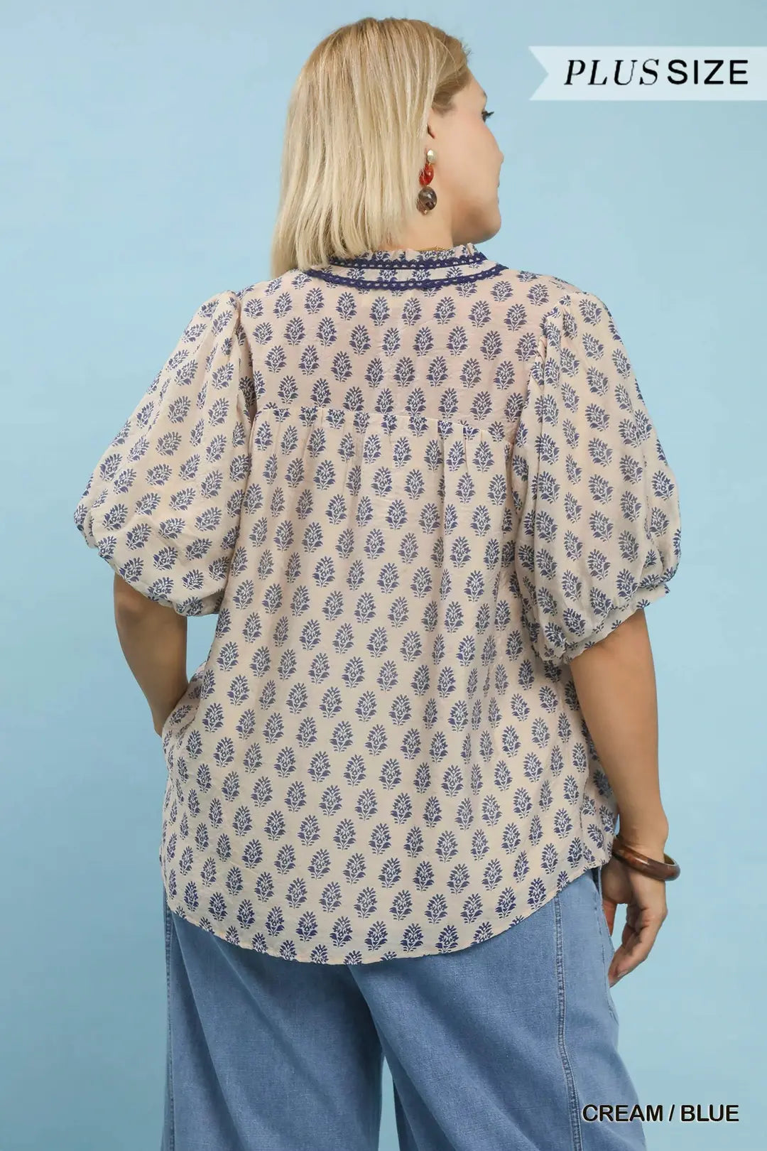 PLUS Two Tone Abstract Print Top
