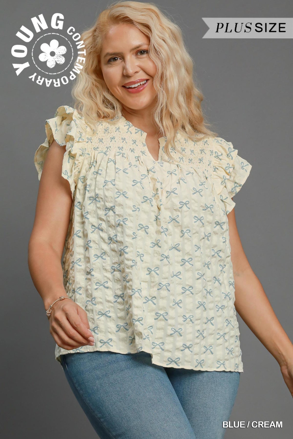 No Lining Ribbon Print Top