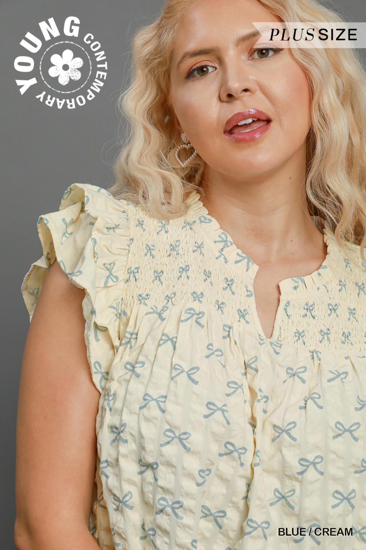 No Lining Ribbon Print Top