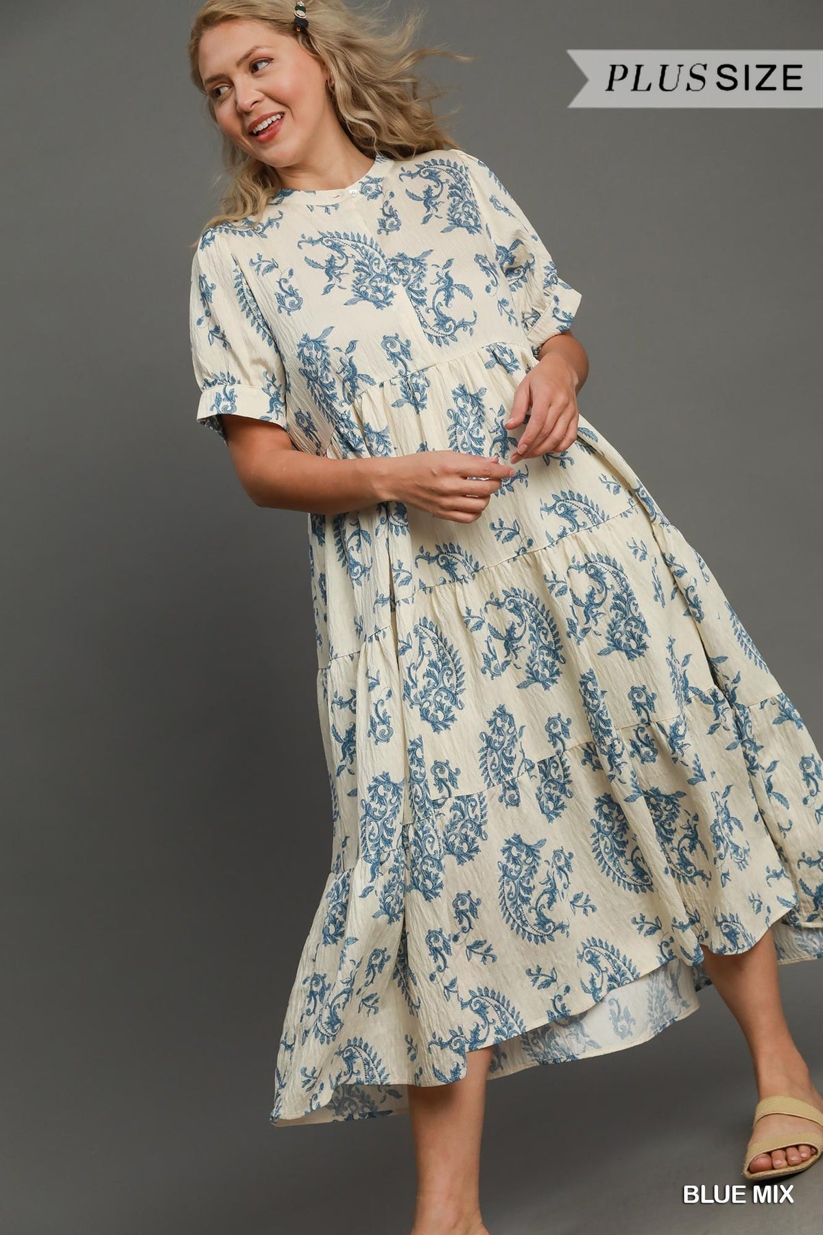 Tiered Textured Midi Dress