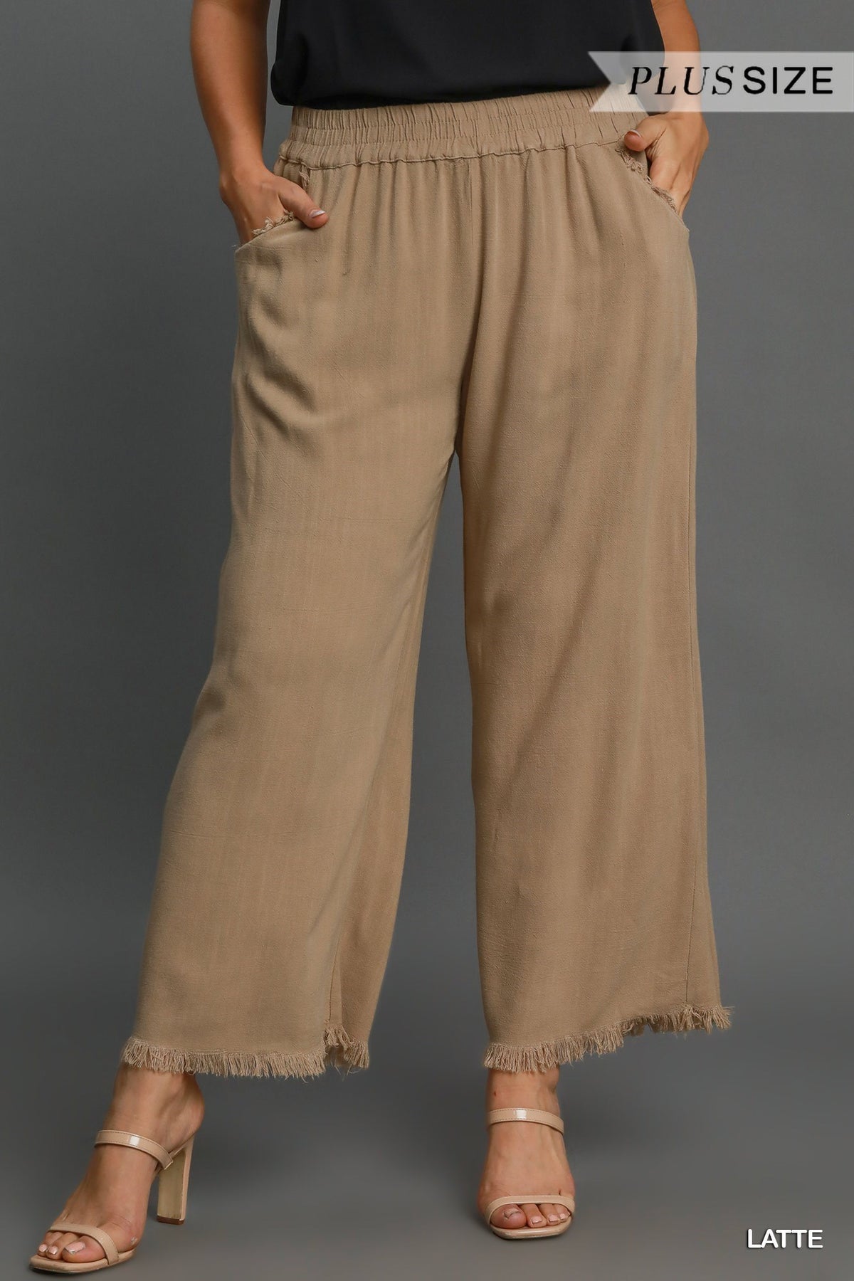 Frayed Hem Wide-Leg Pants