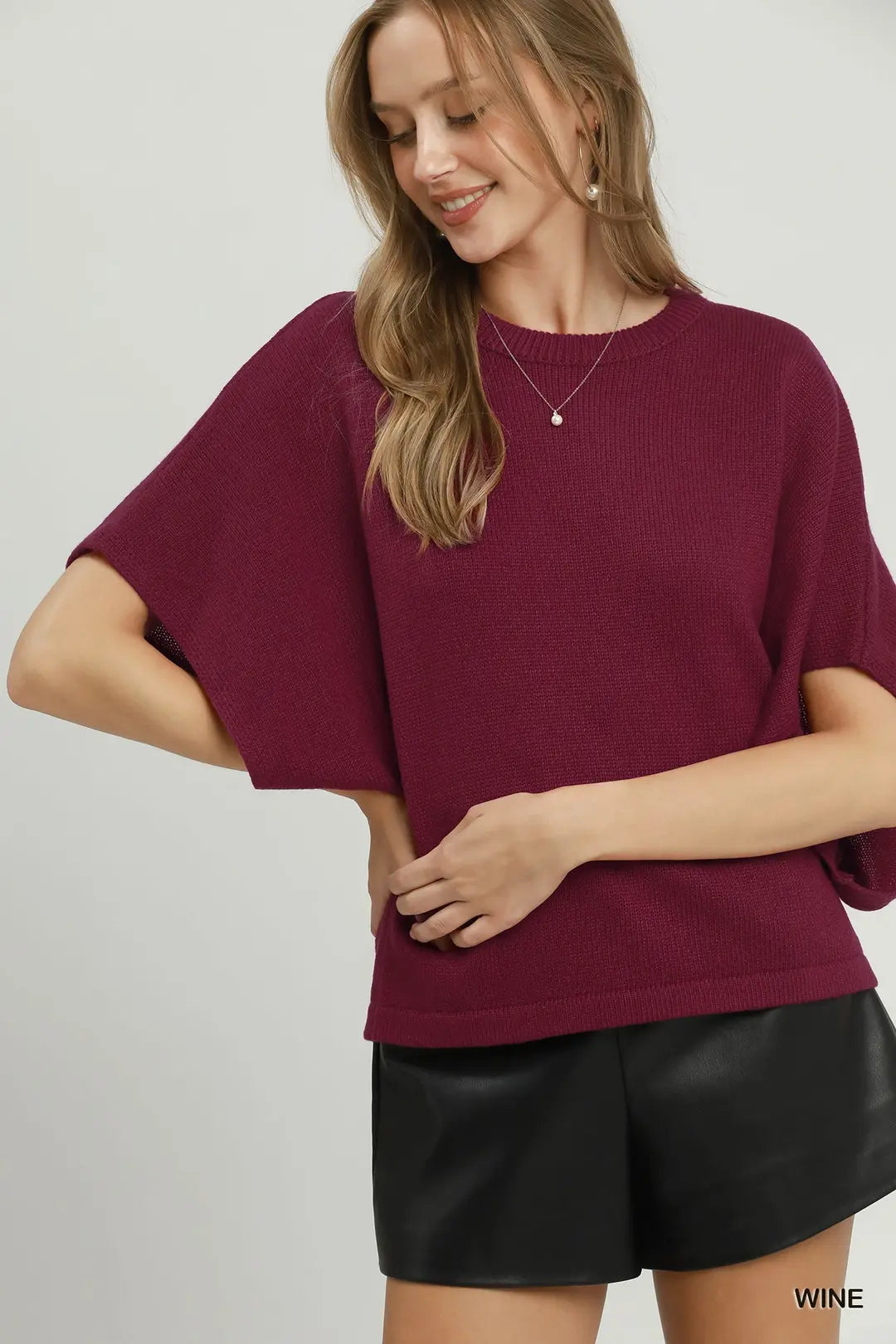 Oversized Short-Sleeve Poncho Sweater