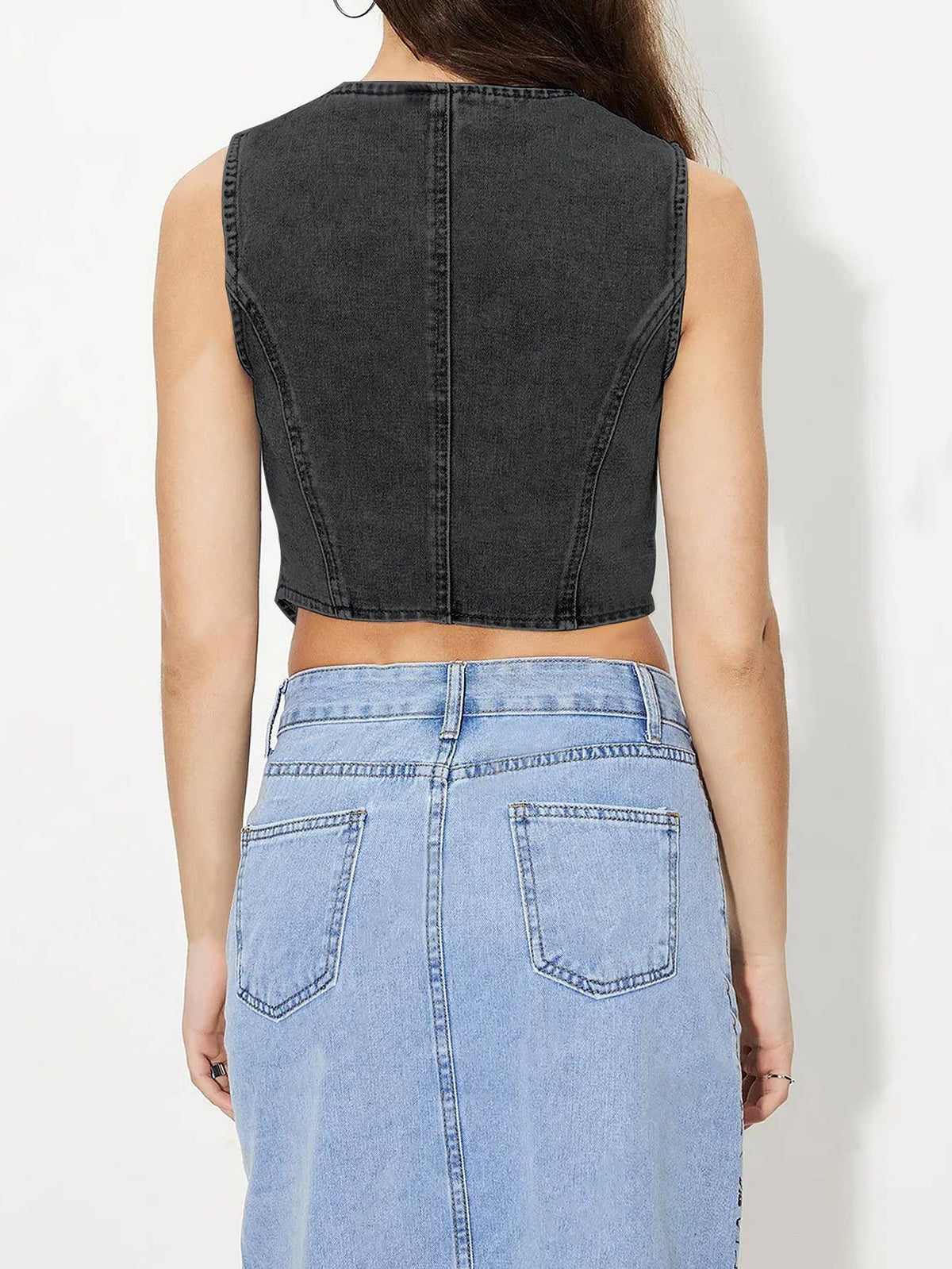 Women&#39;s V-Neck Denim Tank Top Vest