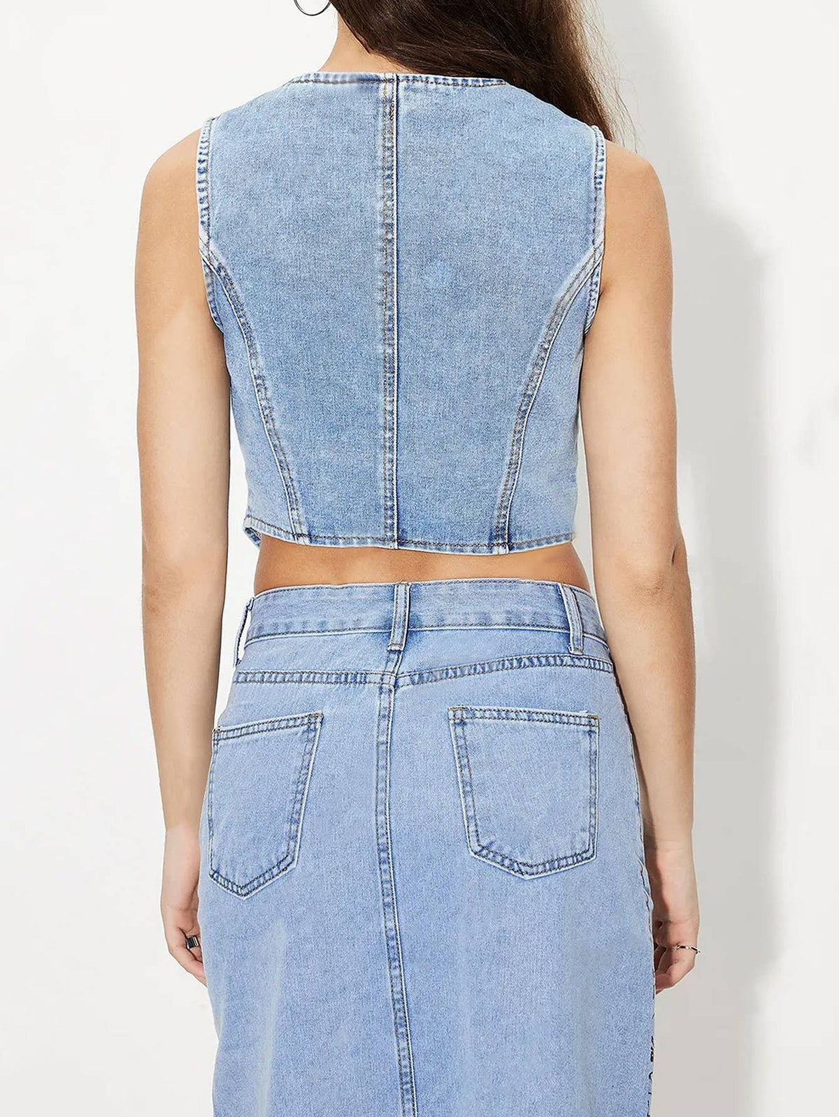 Women&#39;s V-Neck Denim Tank Top Vest