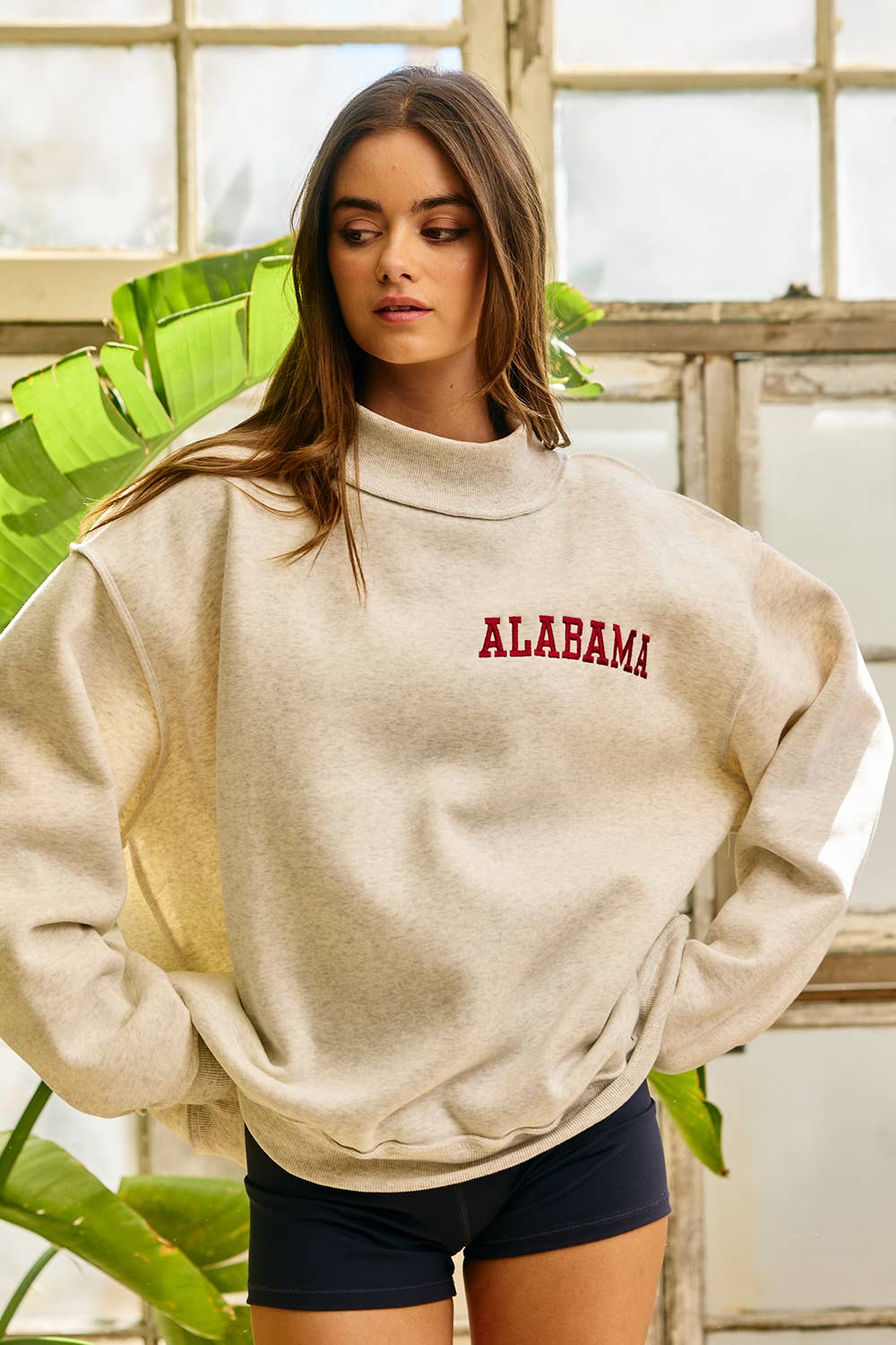 IT2594E-ALEMBO1 | Embroidered Mock Neck Sweatshirt