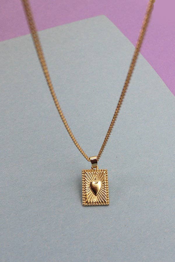 HEART ON CARD CHARM  PENDANT NECKLACE