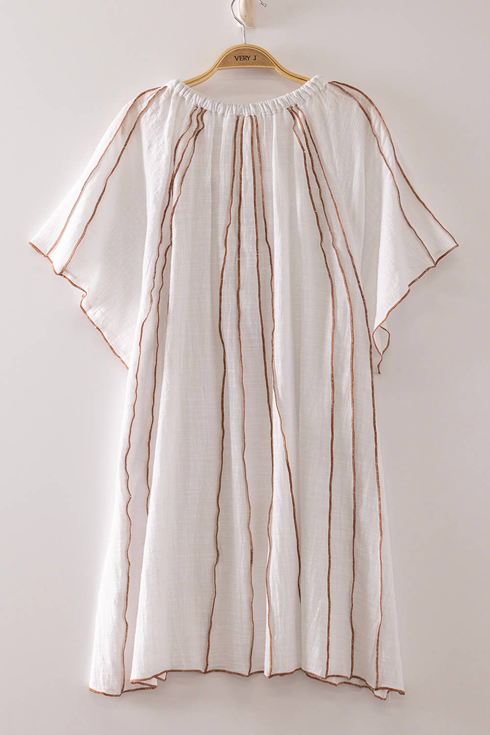 ND32129-Seam Detail Woven Mini Dress