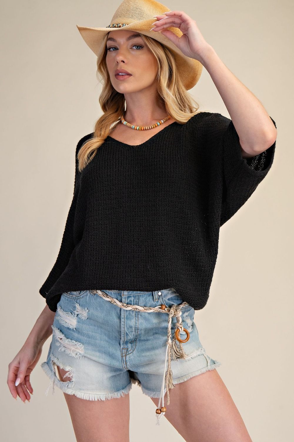 3/4 Sleeve Knit Sweater