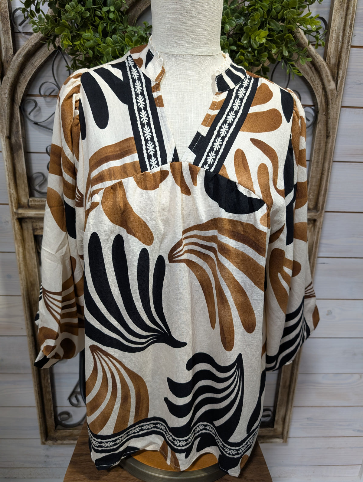 Boho Leaf Print Blouse