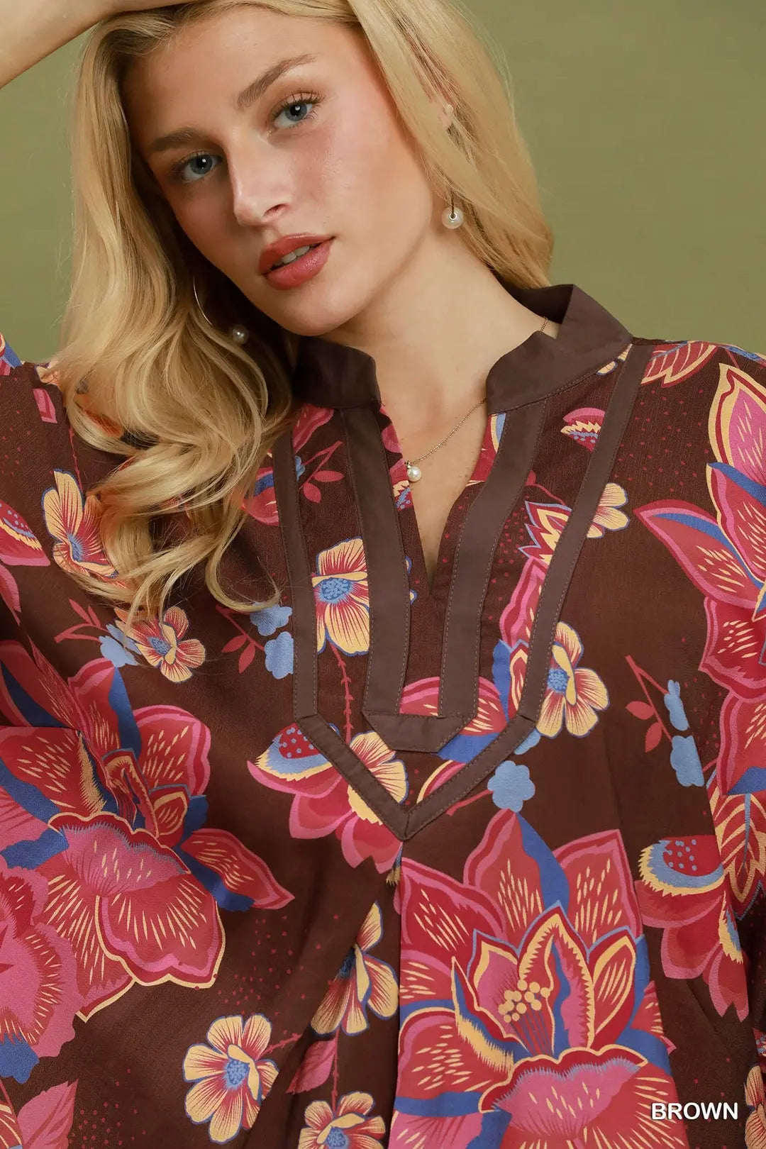 Floral Print V-Neck Relaxed Fit Top