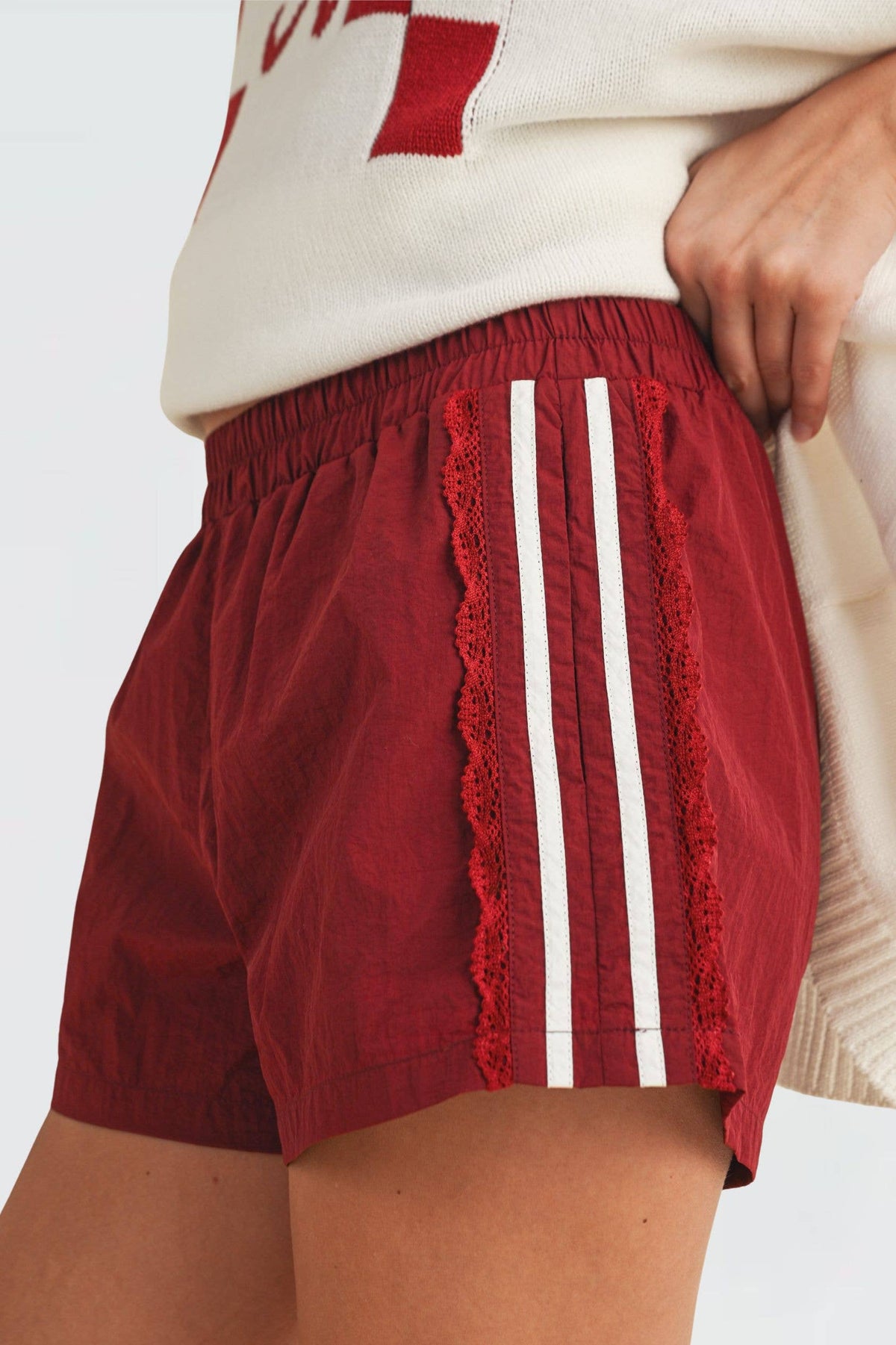 LACE TRIM GAME DAY SHORTS