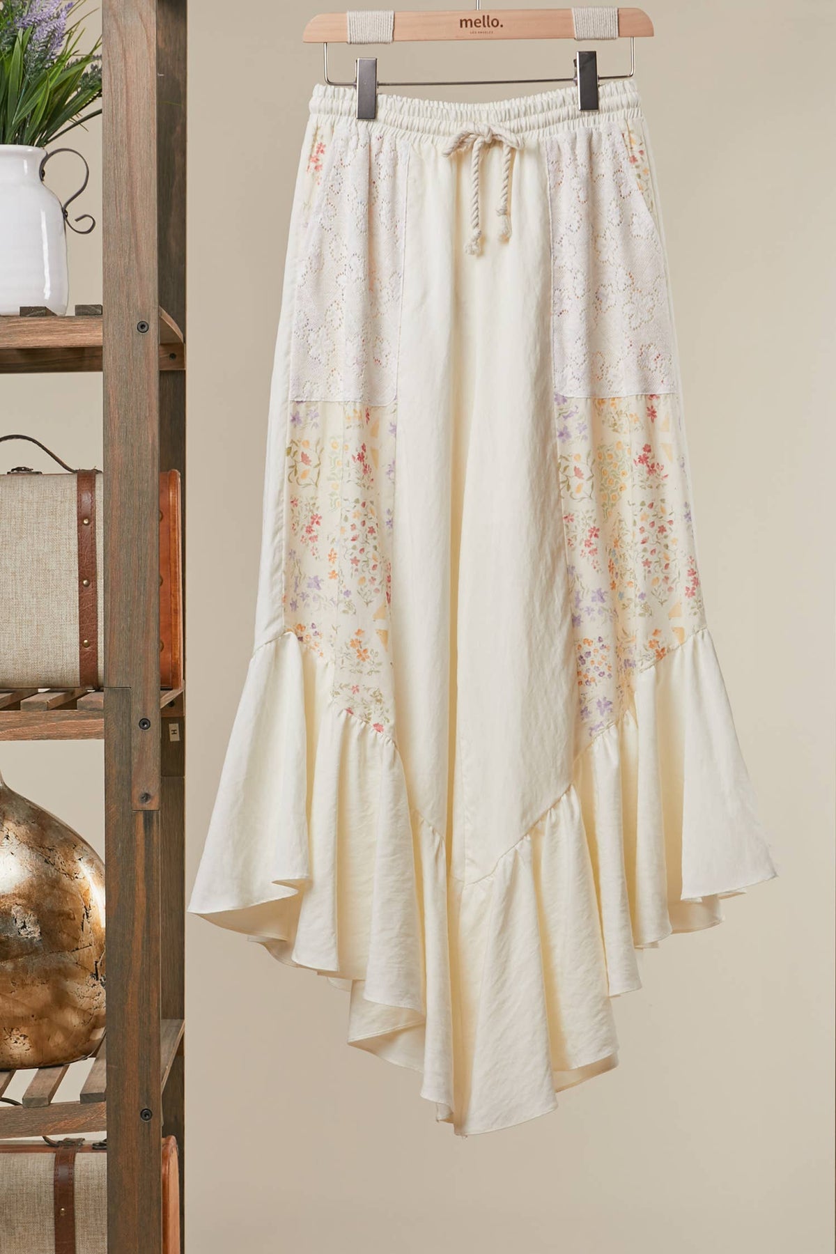 Floral Patchwork Ruffle Pants
