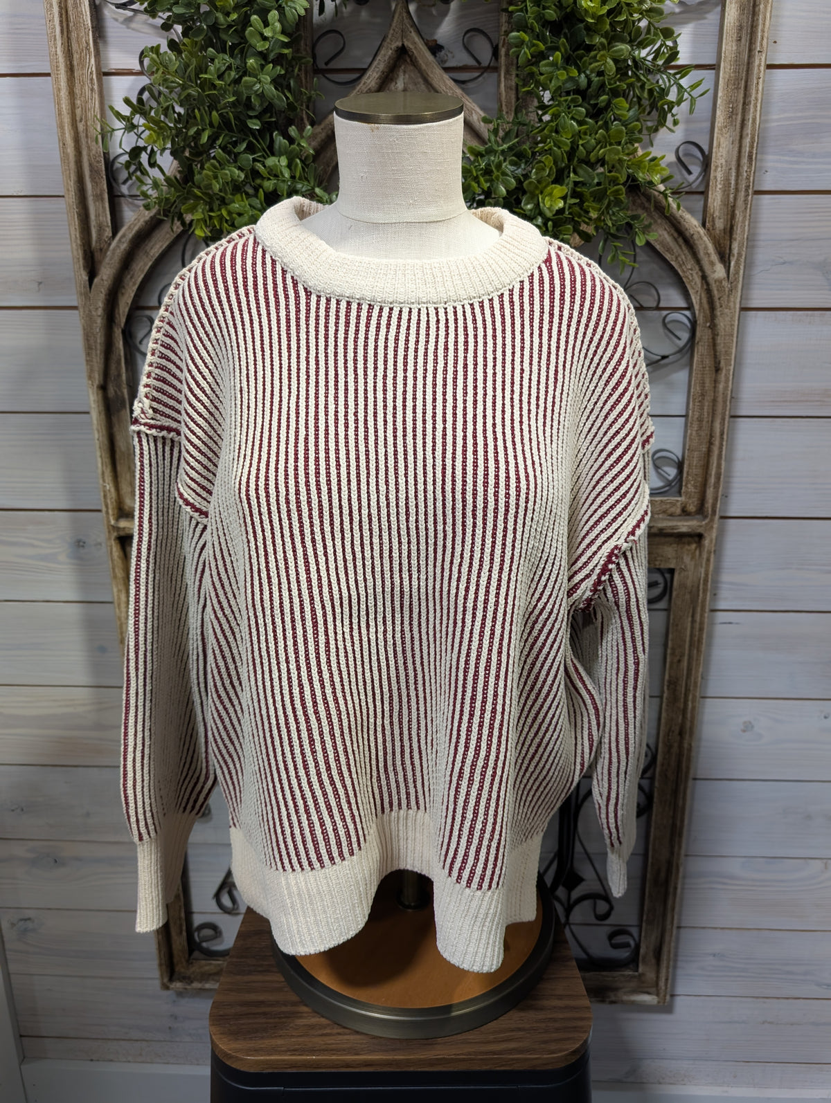 Two tone crewneck sweater