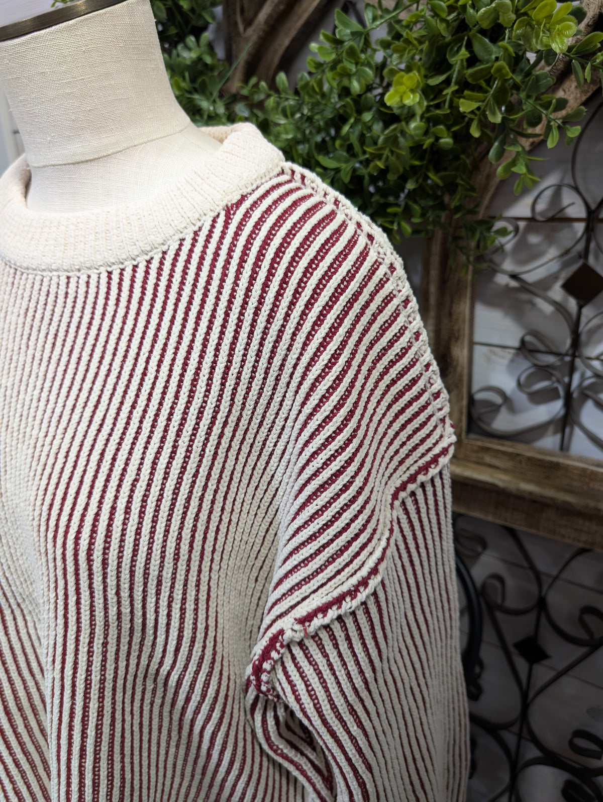 Two tone crewneck sweater