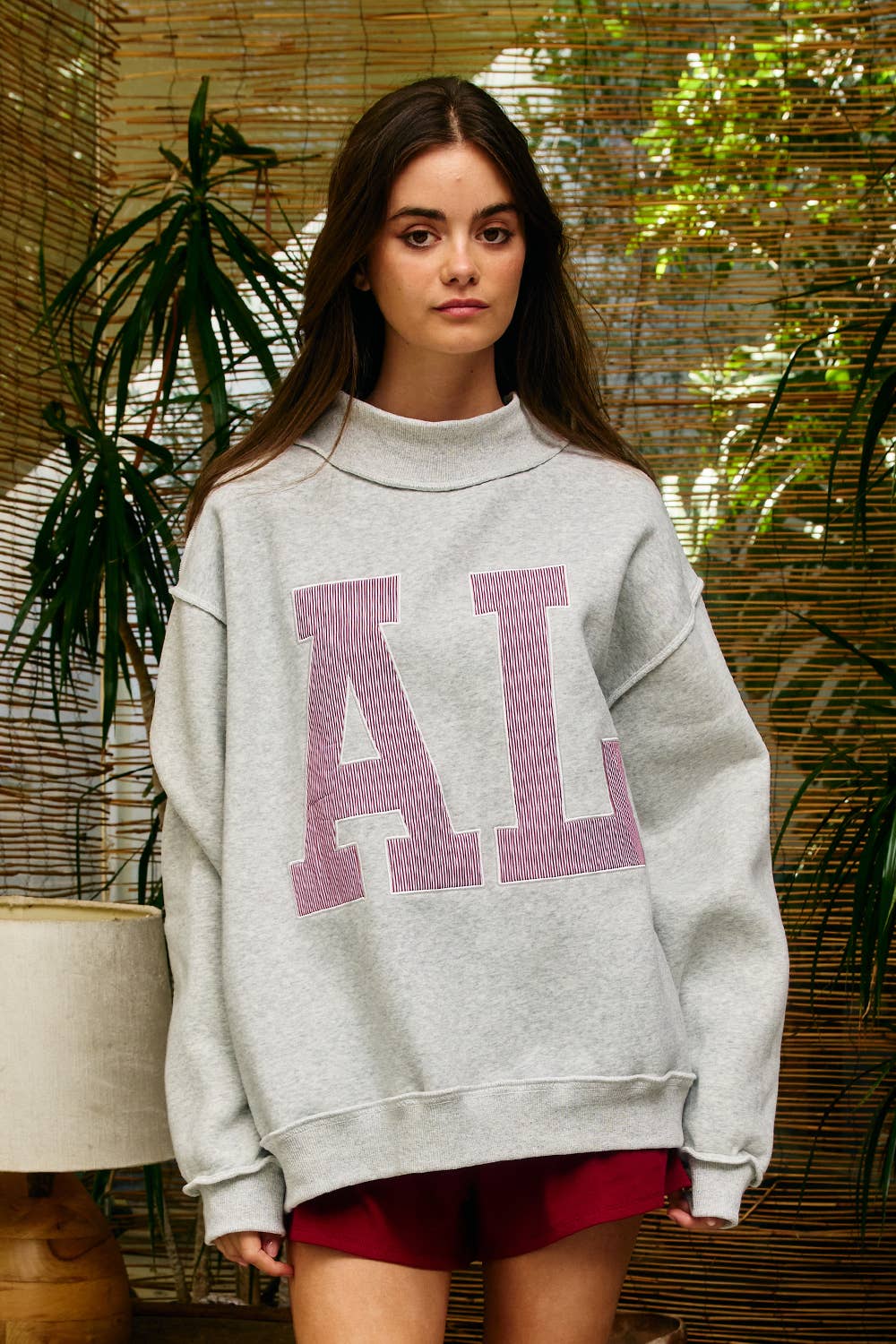 IT2594E-AL | 'AL' ALABAMA Embroidered Mock Neck Sweatshirt