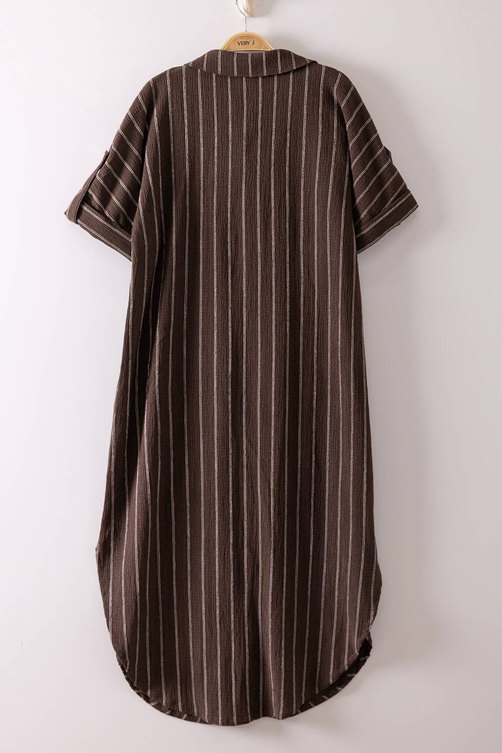 Striped Linen Midi Button Down Shirt Dress