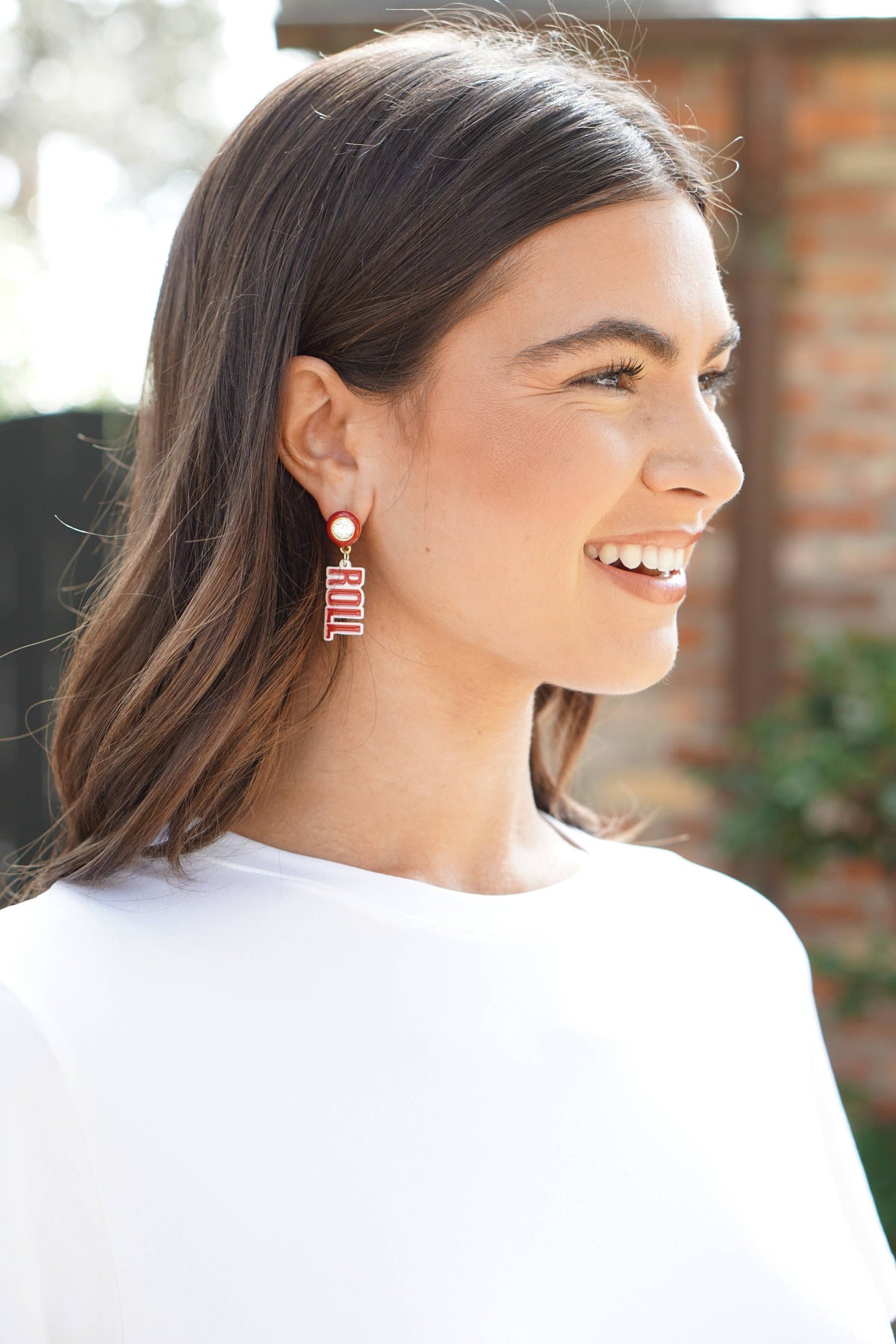 Alabama Crimson Tide Resin Block Letter Earrings in Crimson