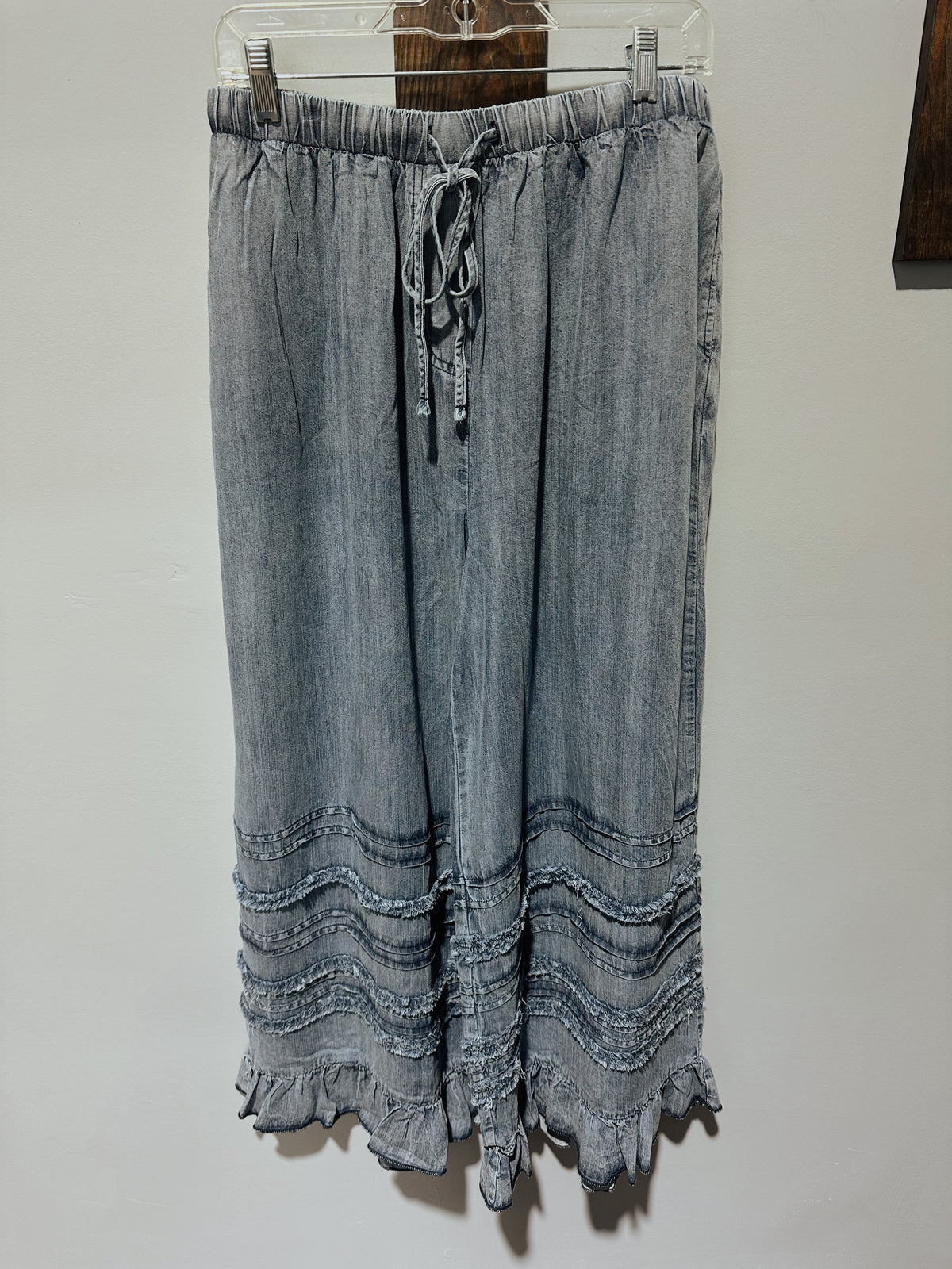 Frayed Washed Chambray Pants