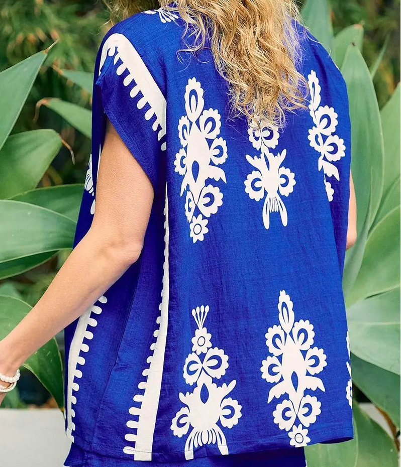 Border Poncho Style Top